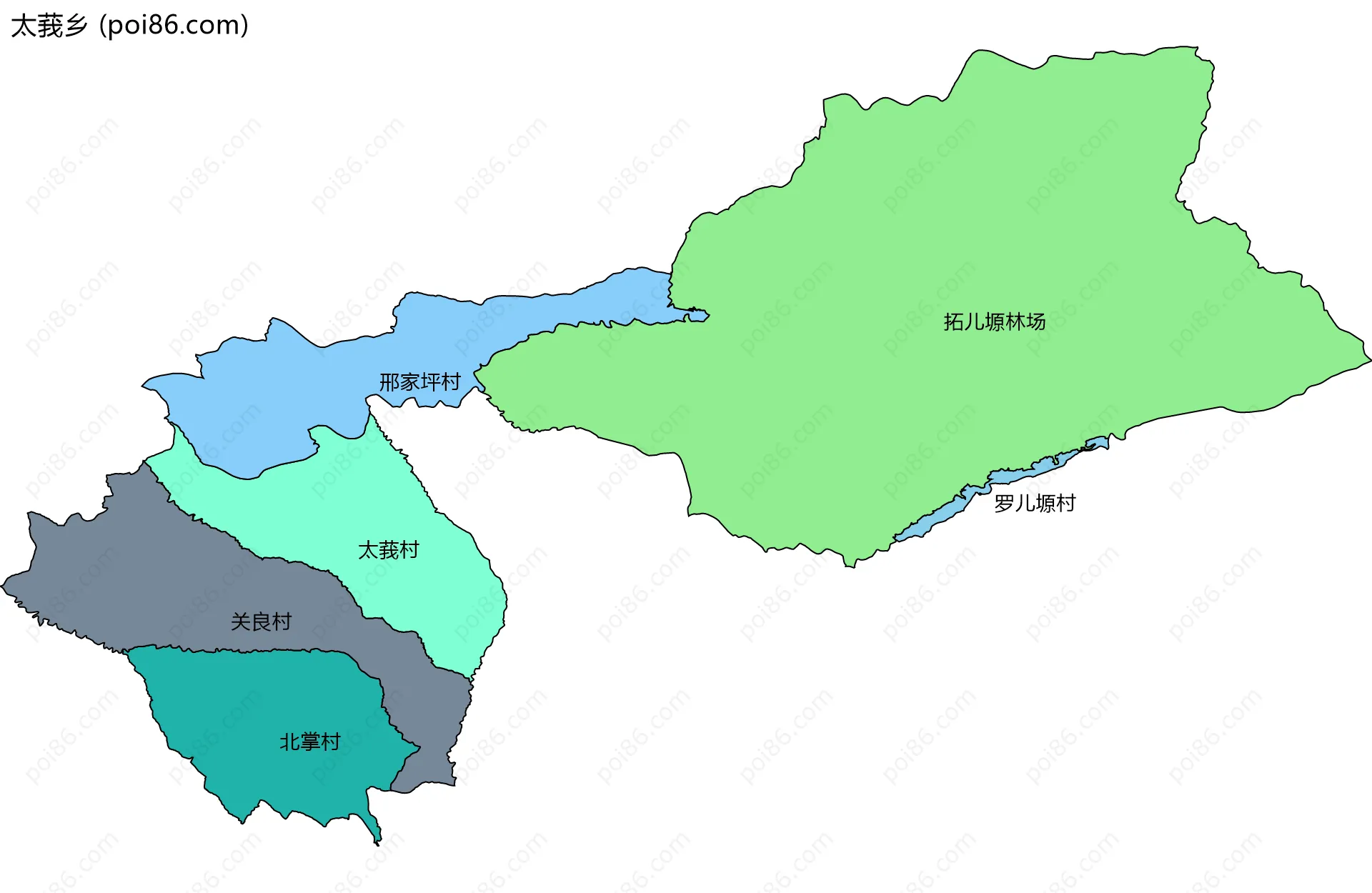 太莪乡边界地图(五级行政区划)
