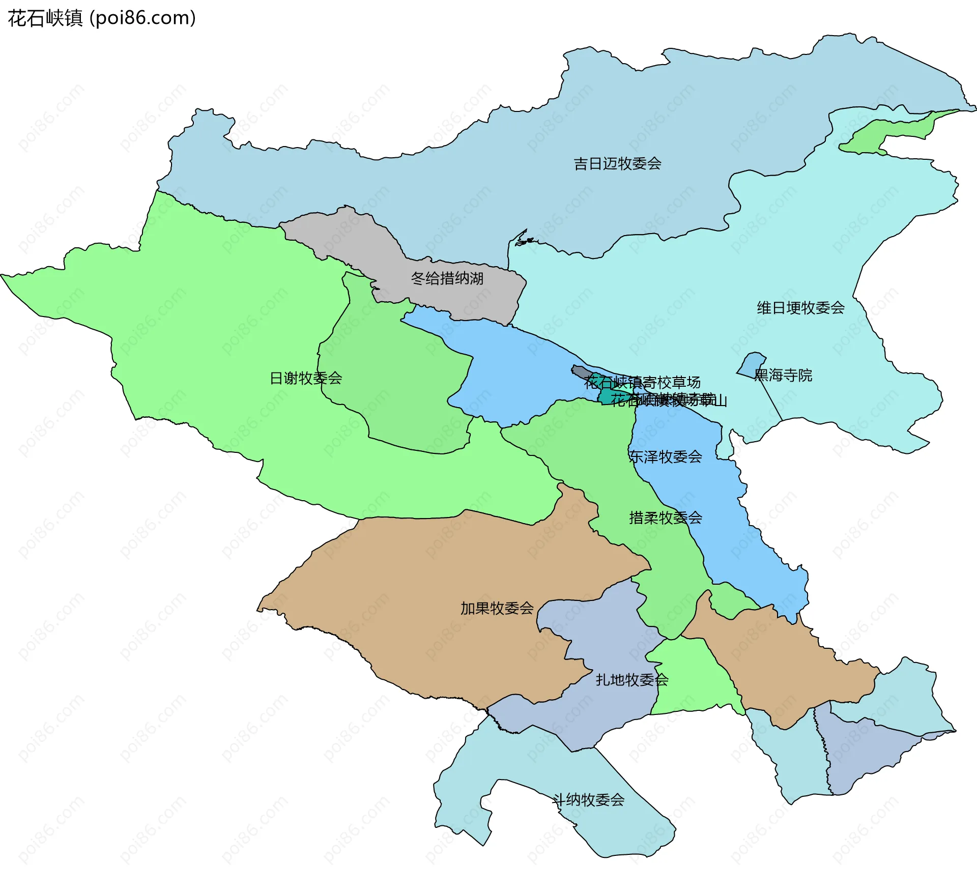 花石峡镇边界地图(五级行政区划)