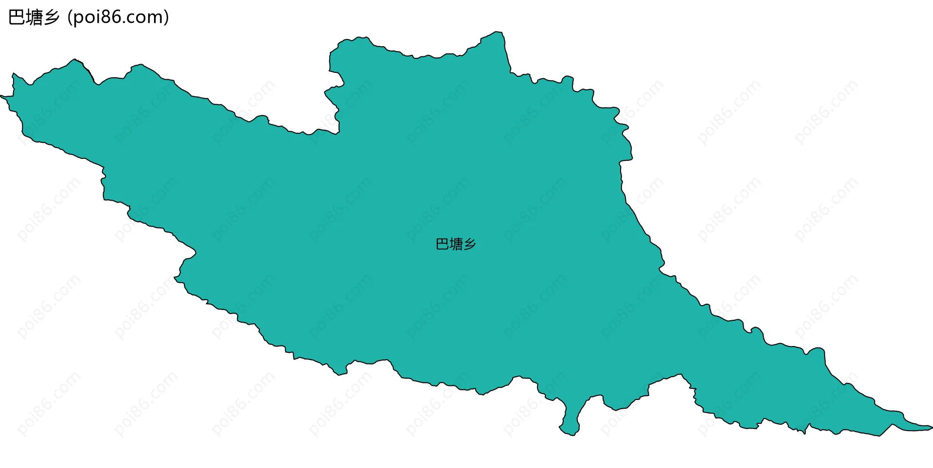 巴塘乡边界地图(五级行政区划)