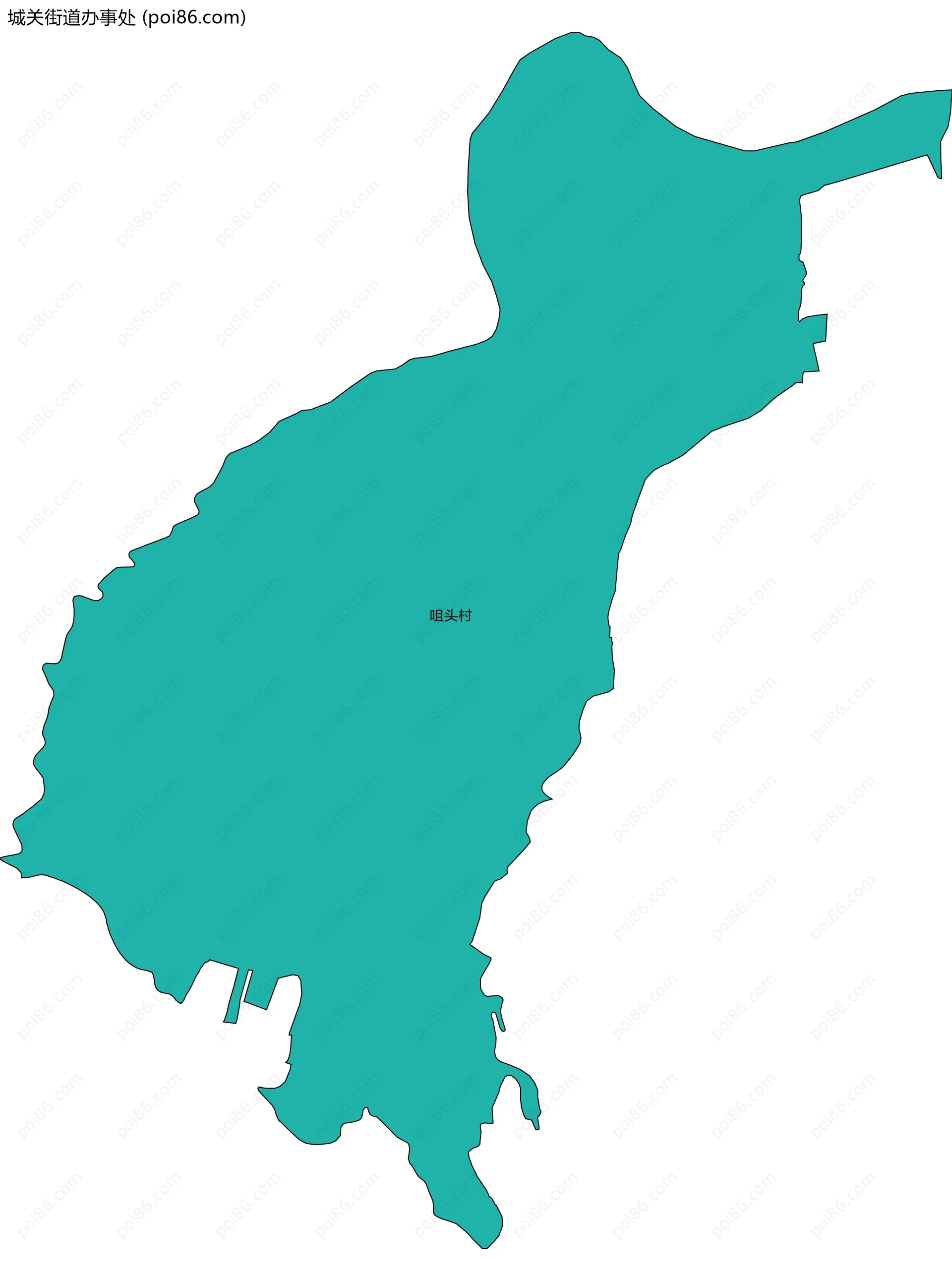 城关街道办事处边界地图(五级行政区划)