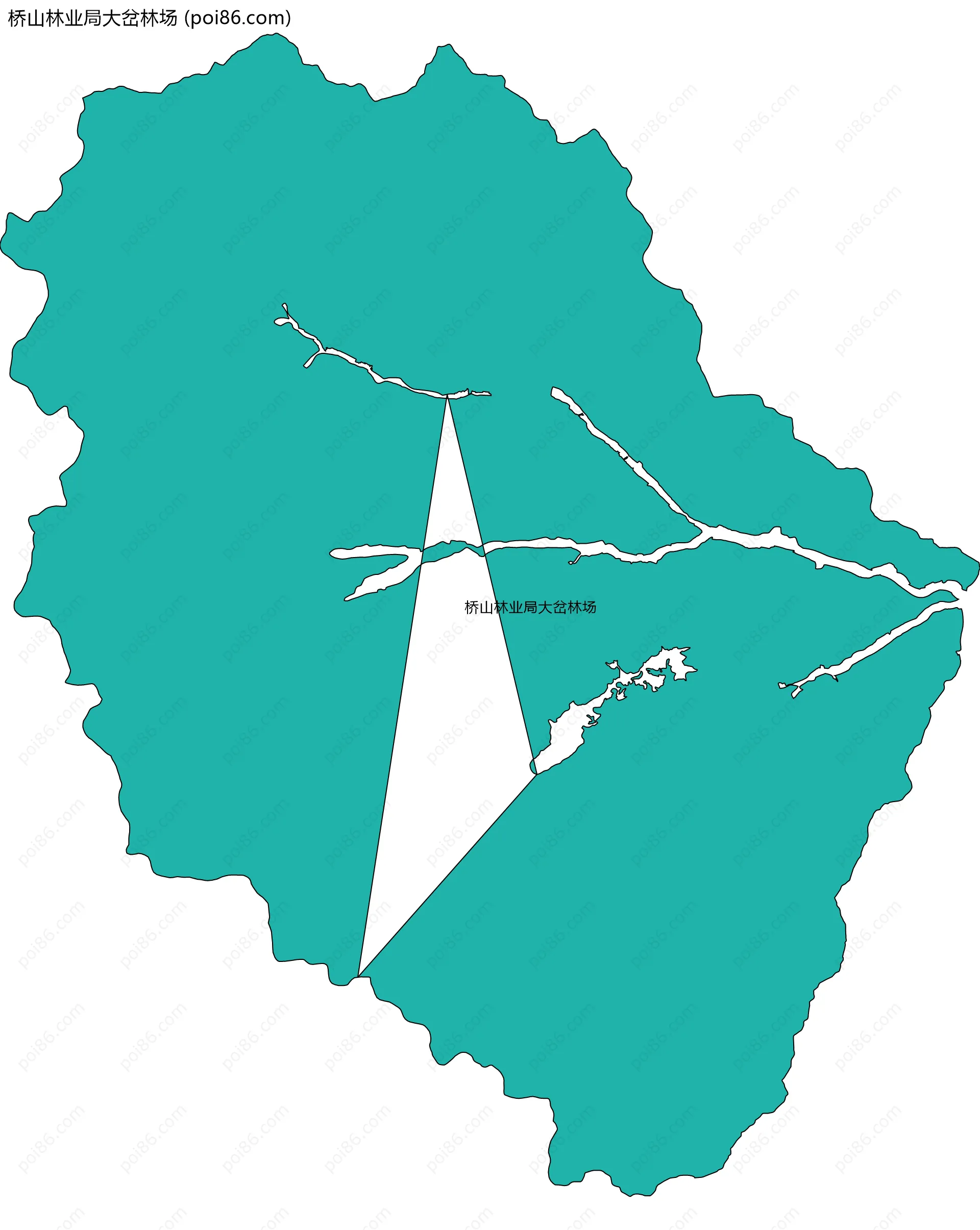 桥山林业局大岔林场边界地图(五级行政区划)