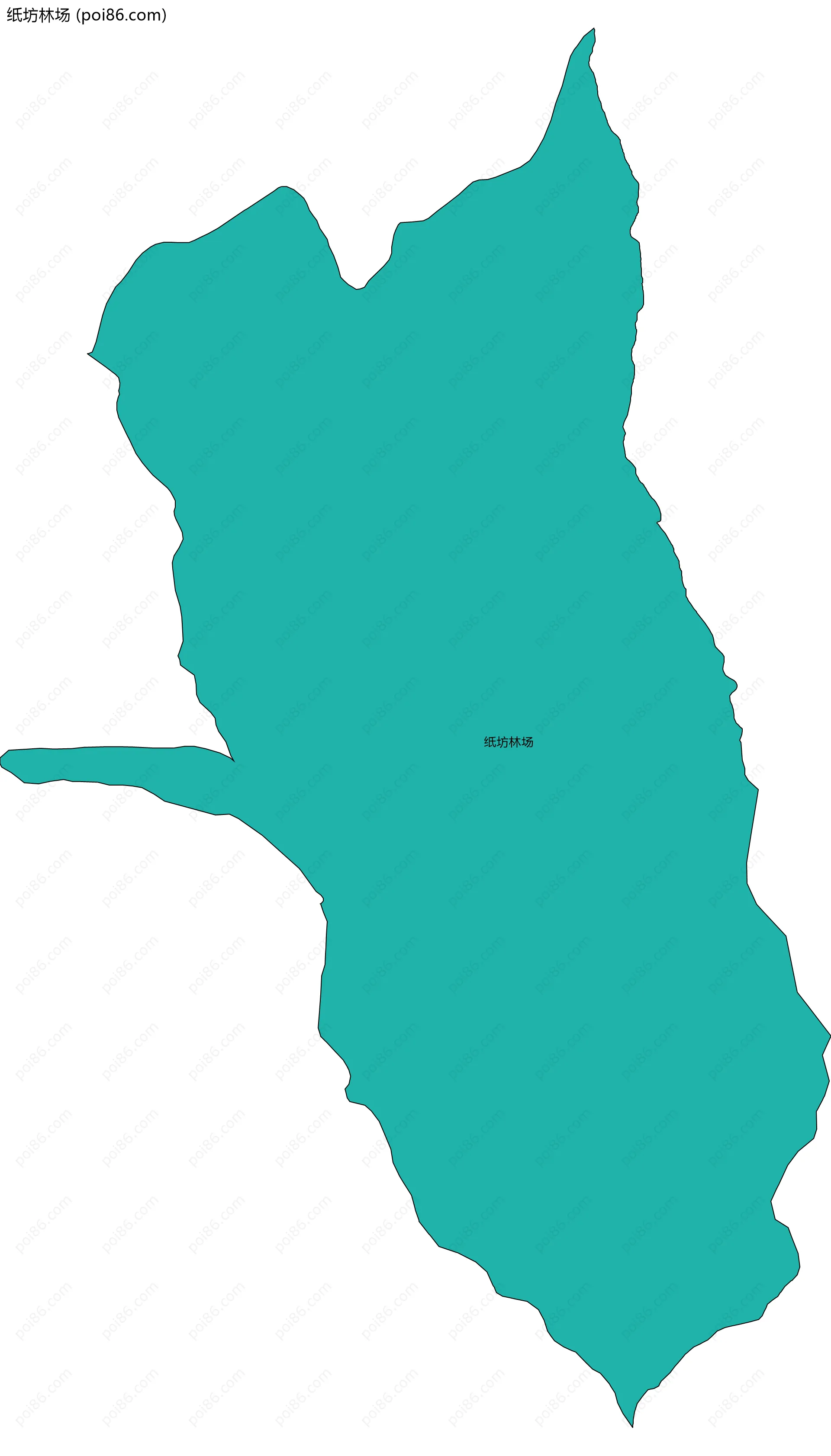 纸坊林场边界地图(五级行政区划)