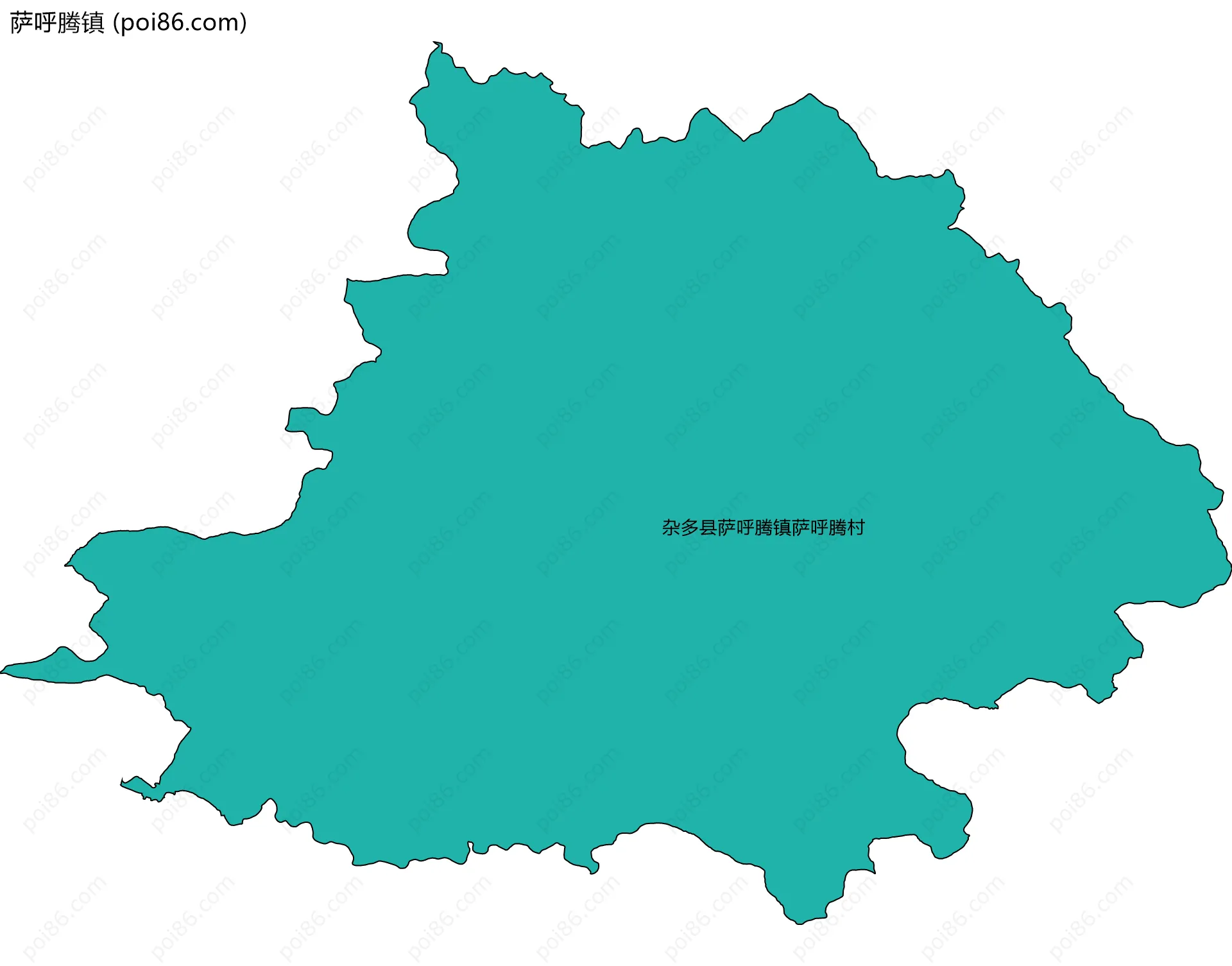 萨呼腾镇边界地图(五级行政区划)