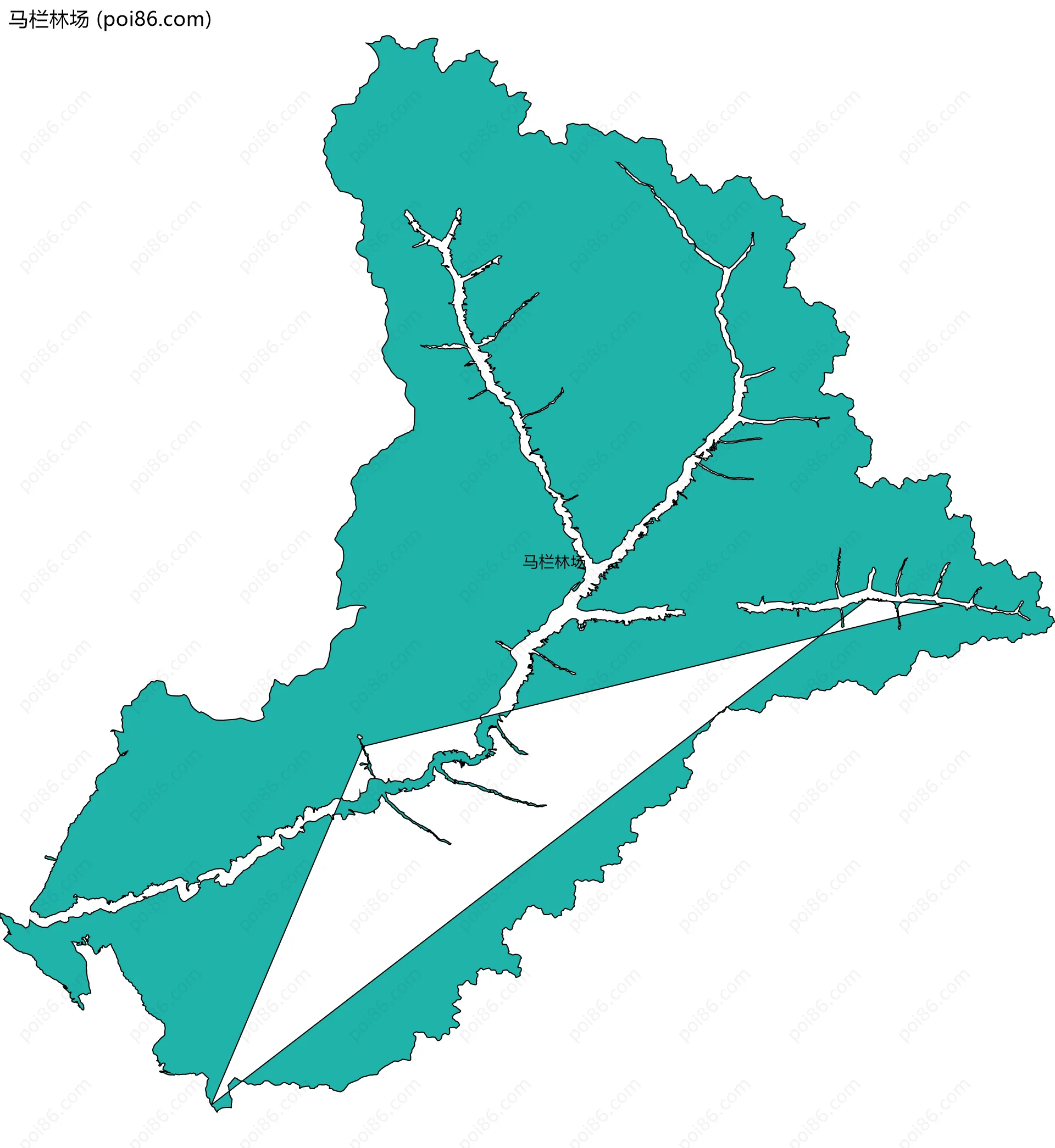 马栏林场边界地图(五级行政区划)