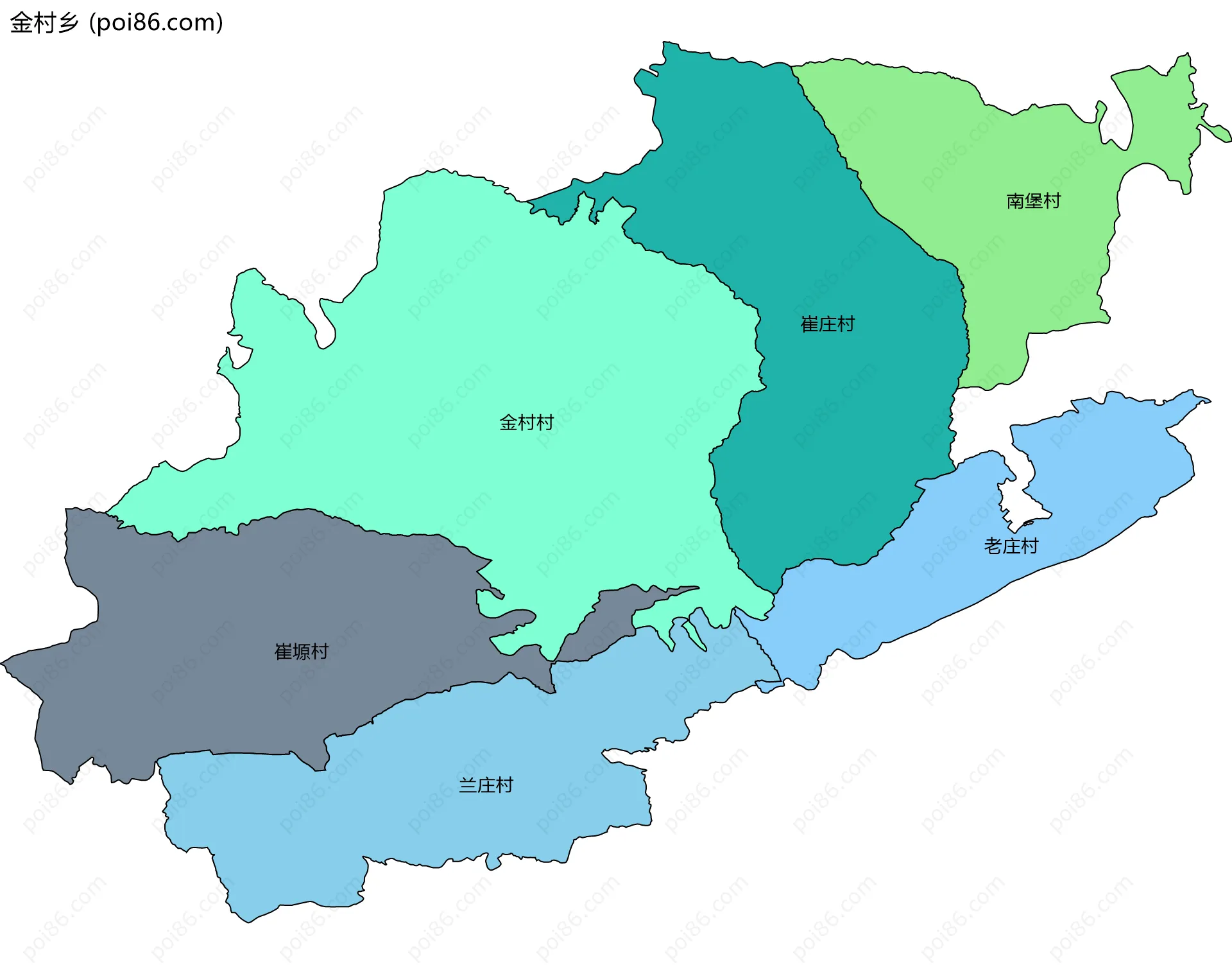 金村乡边界地图(五级行政区划)