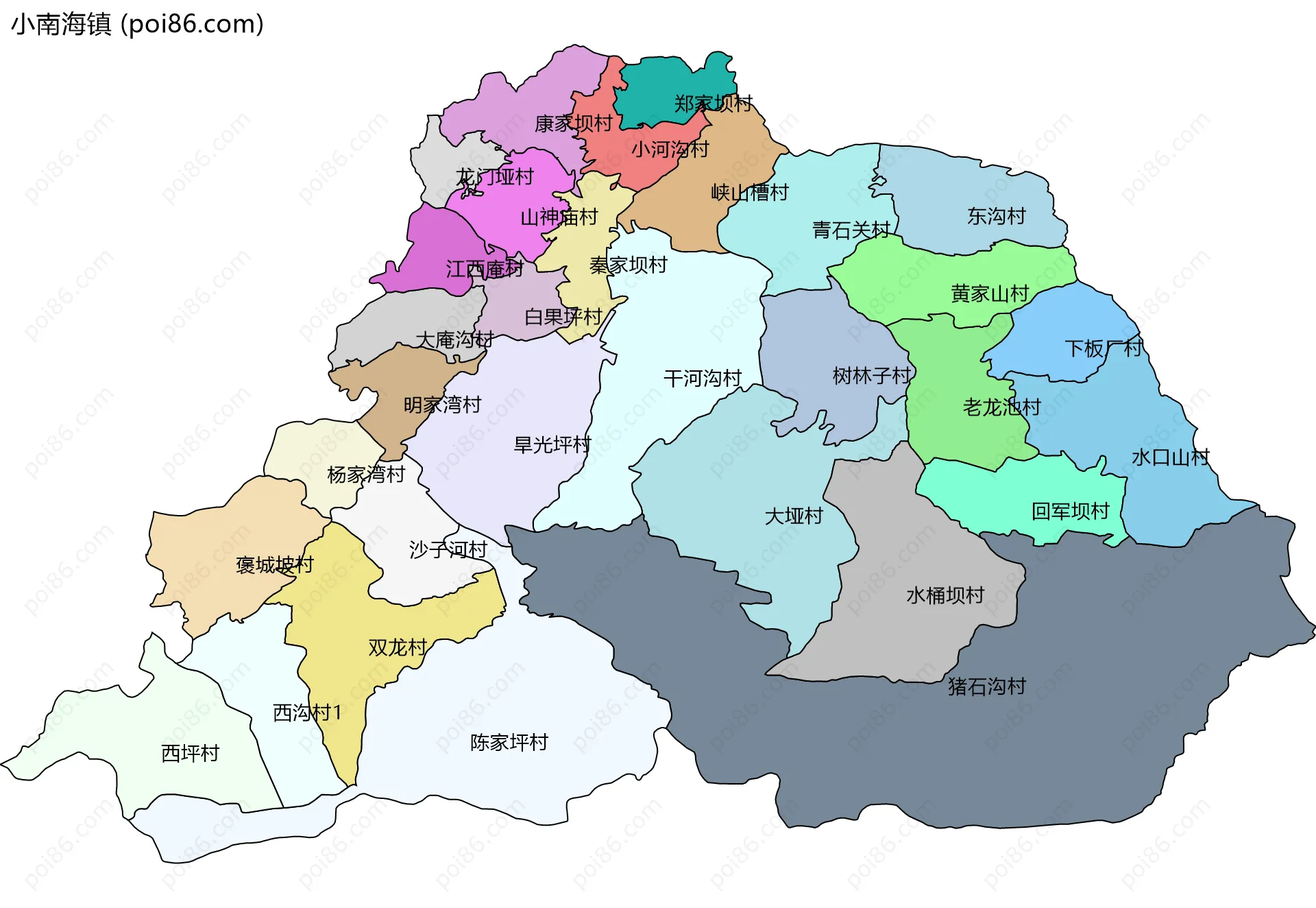小南海镇边界地图(五级行政区划)