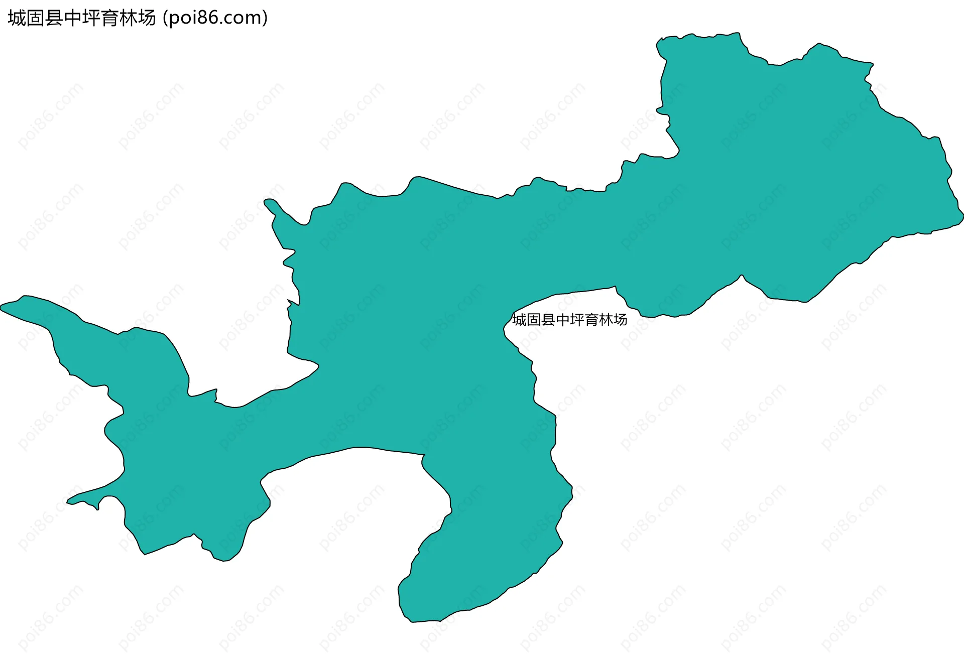 城固县中坪育林场边界地图(五级行政区划)