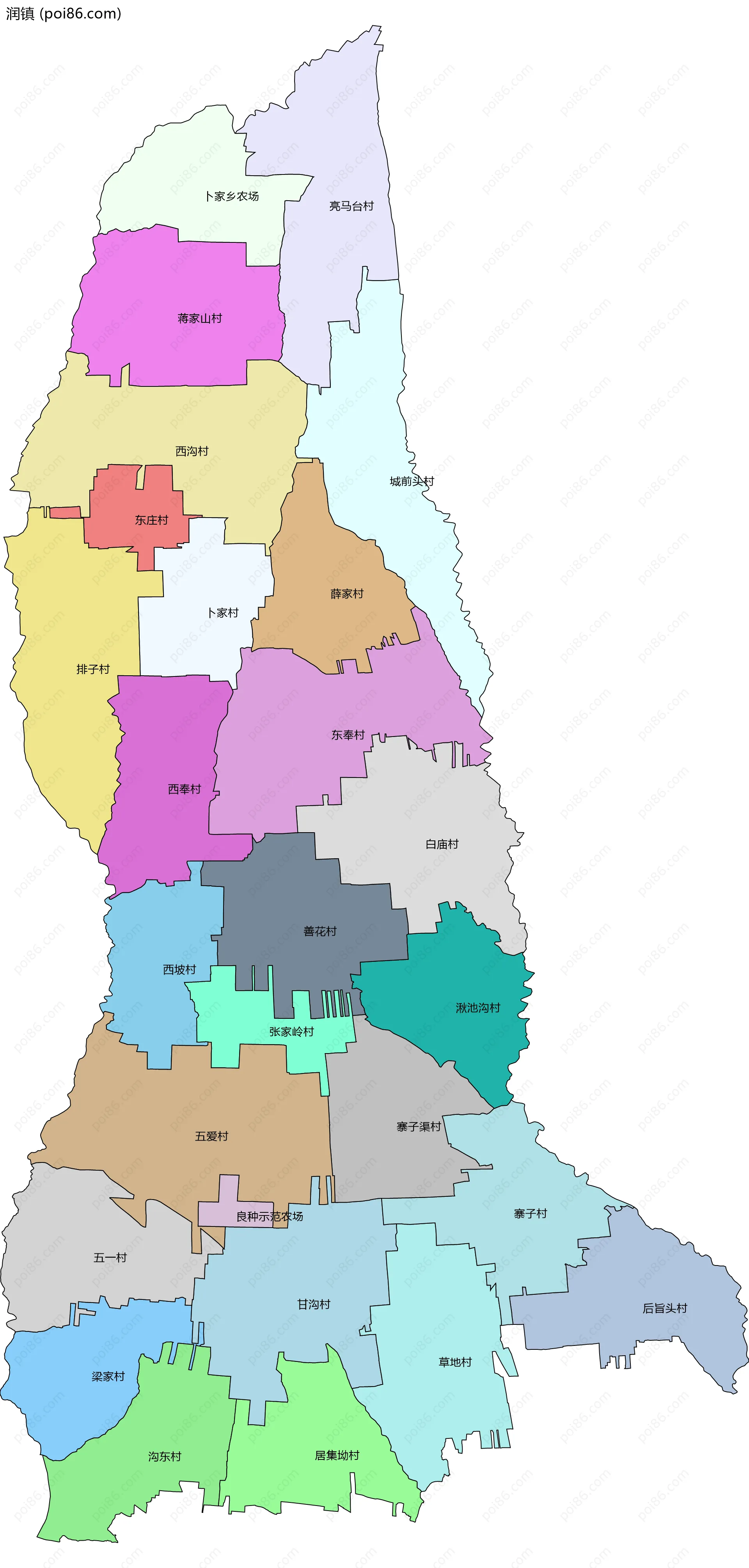 润镇边界地图(五级行政区划)