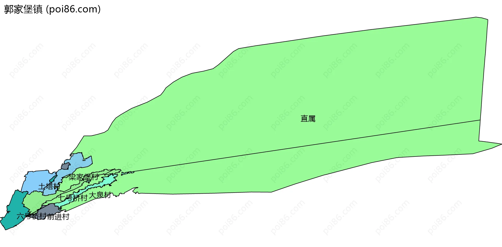郭家堡镇边界地图(五级行政区划)