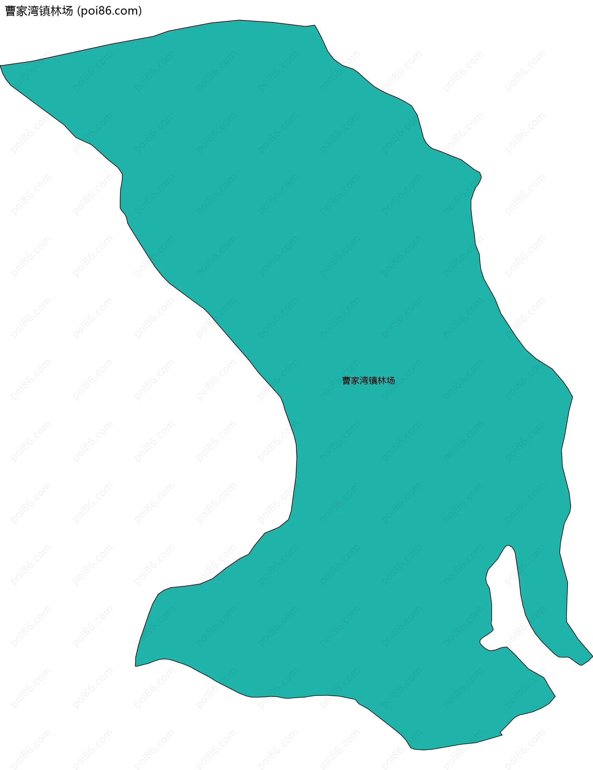 曹家湾镇林场边界地图(五级行政区划)