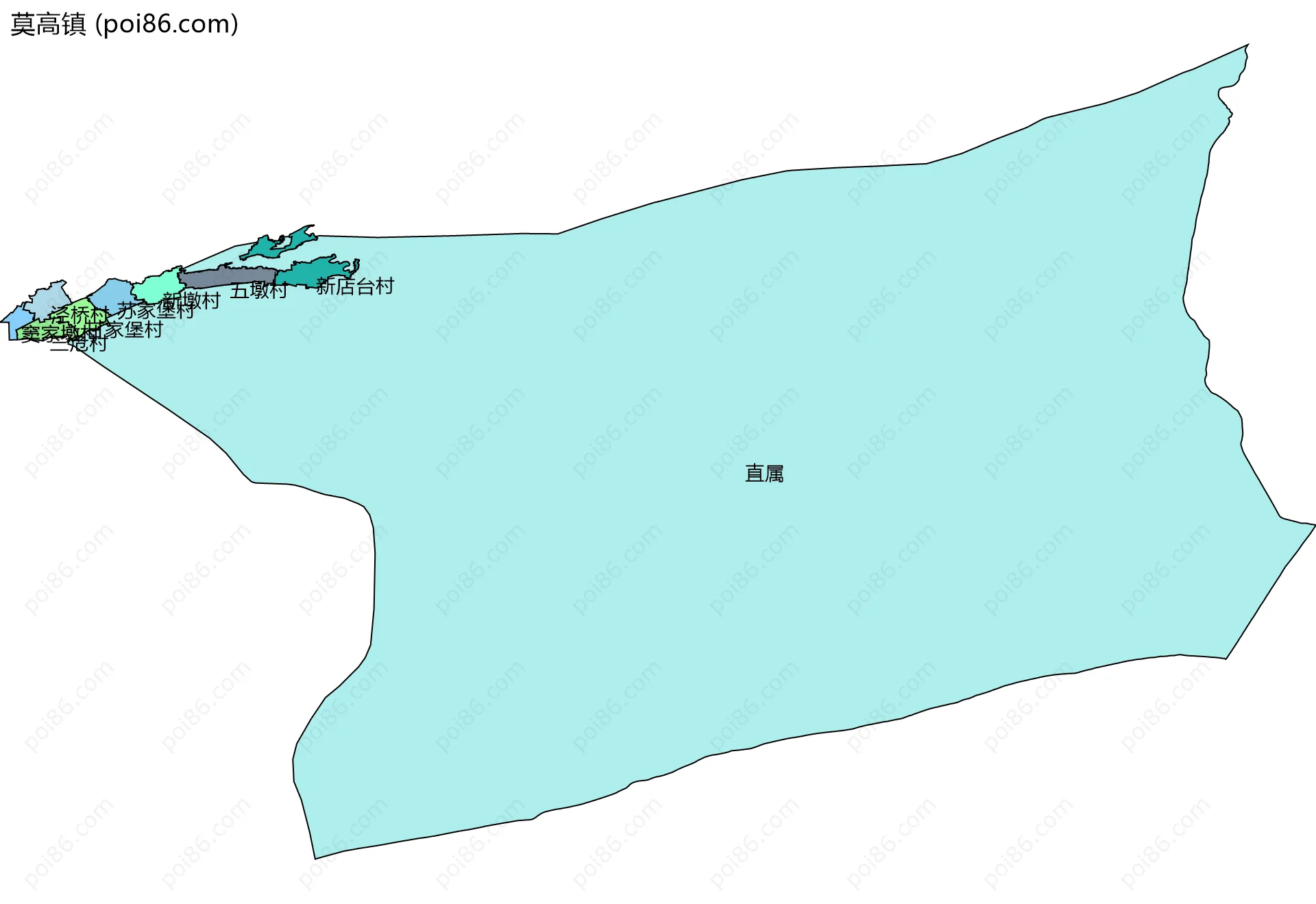 莫高镇边界地图(五级行政区划)