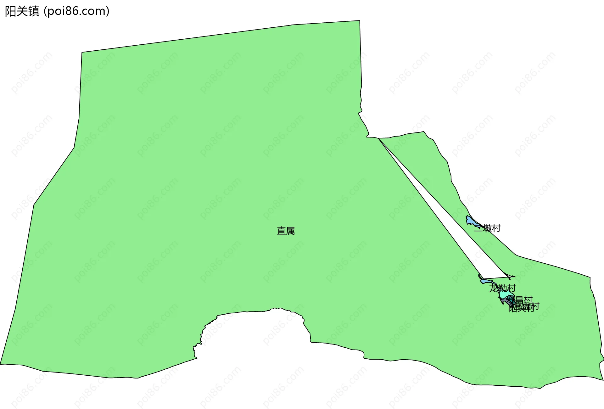 阳关镇边界地图(五级行政区划)