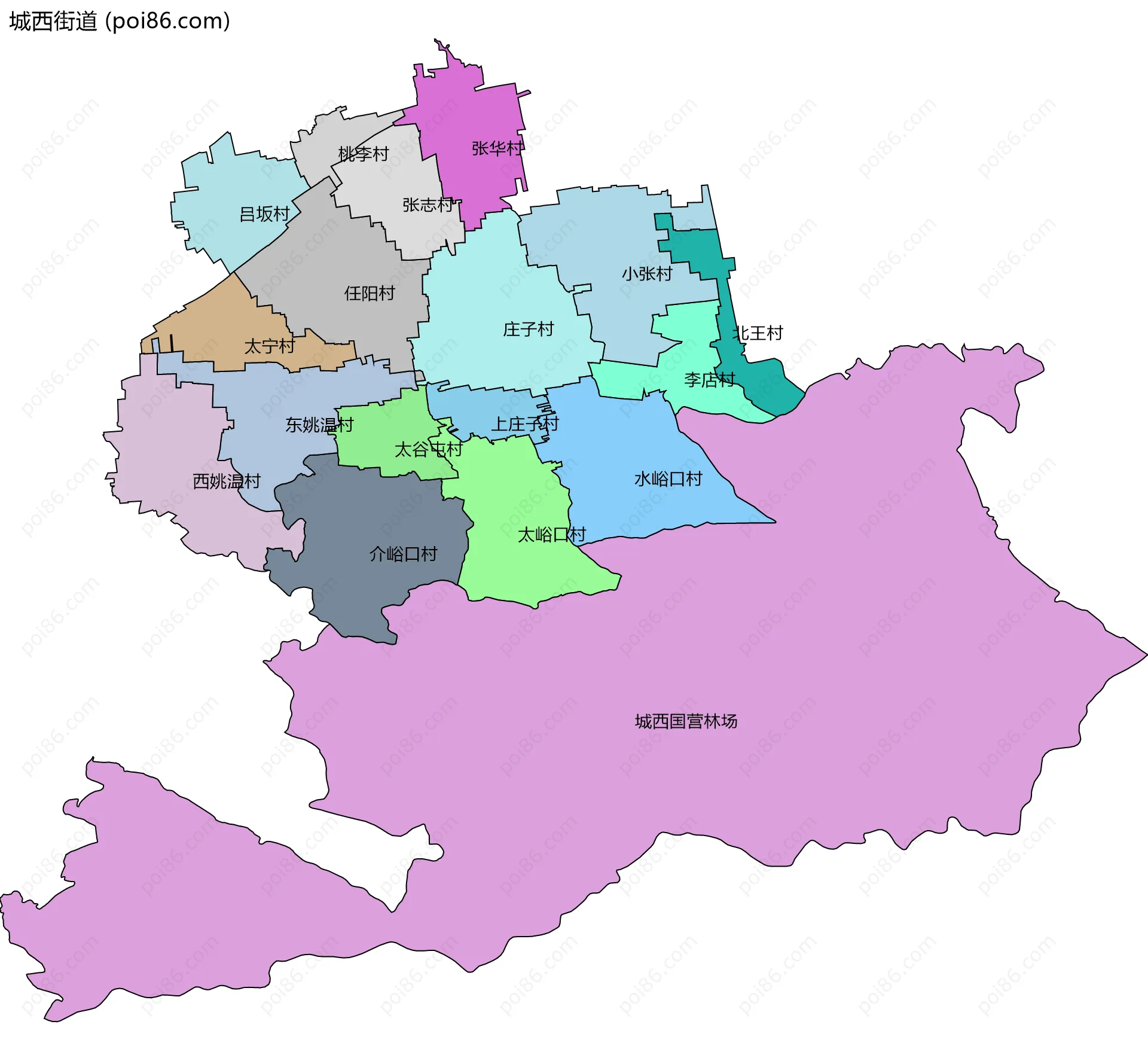 城西街道边界地图(五级行政区划)