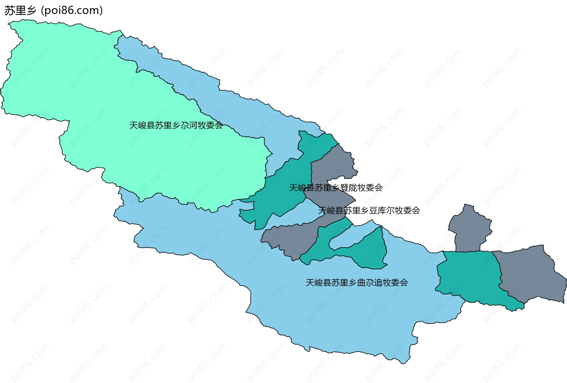 苏里乡边界地图(五级行政区划)