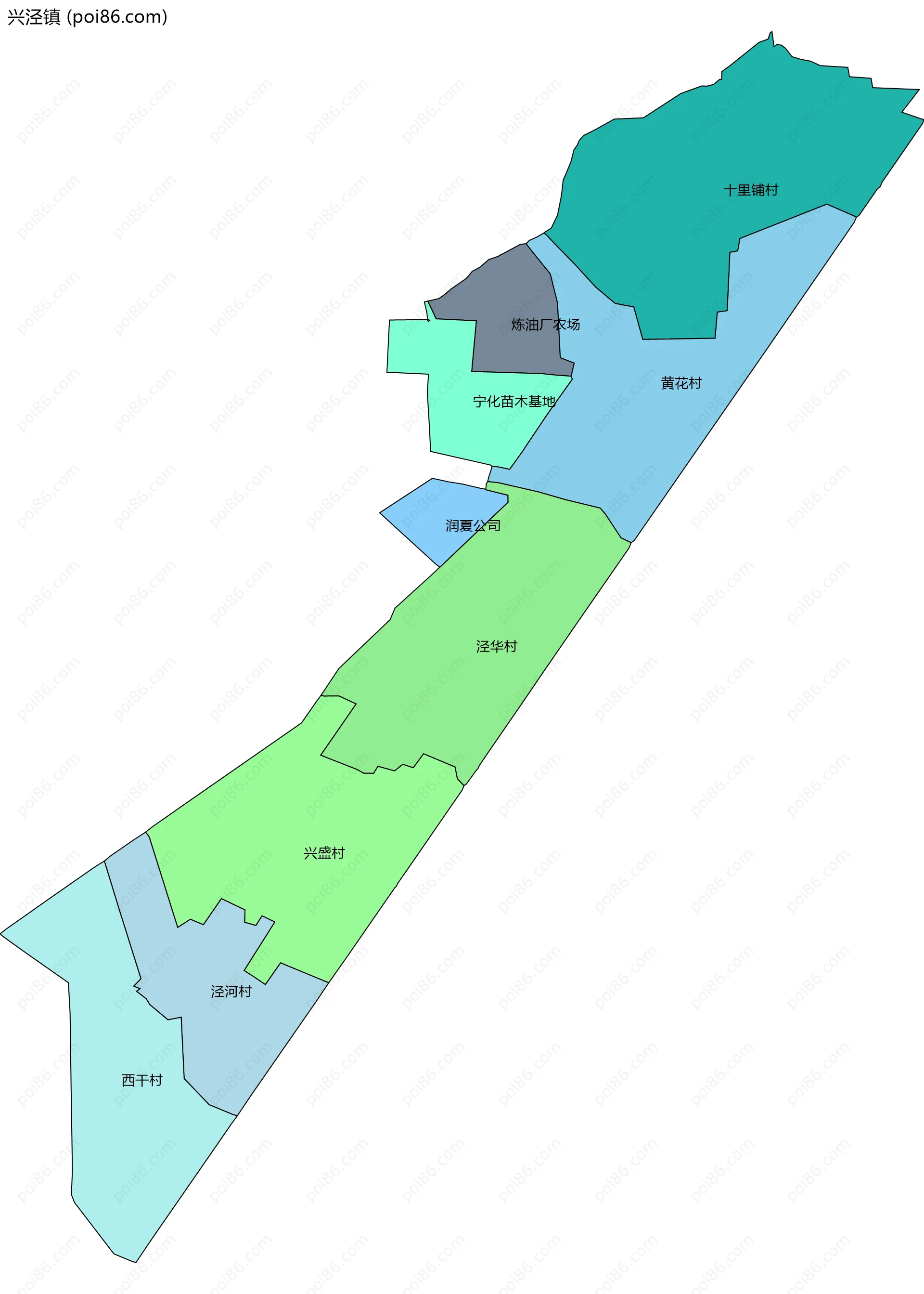 兴泾镇边界地图(五级行政区划)