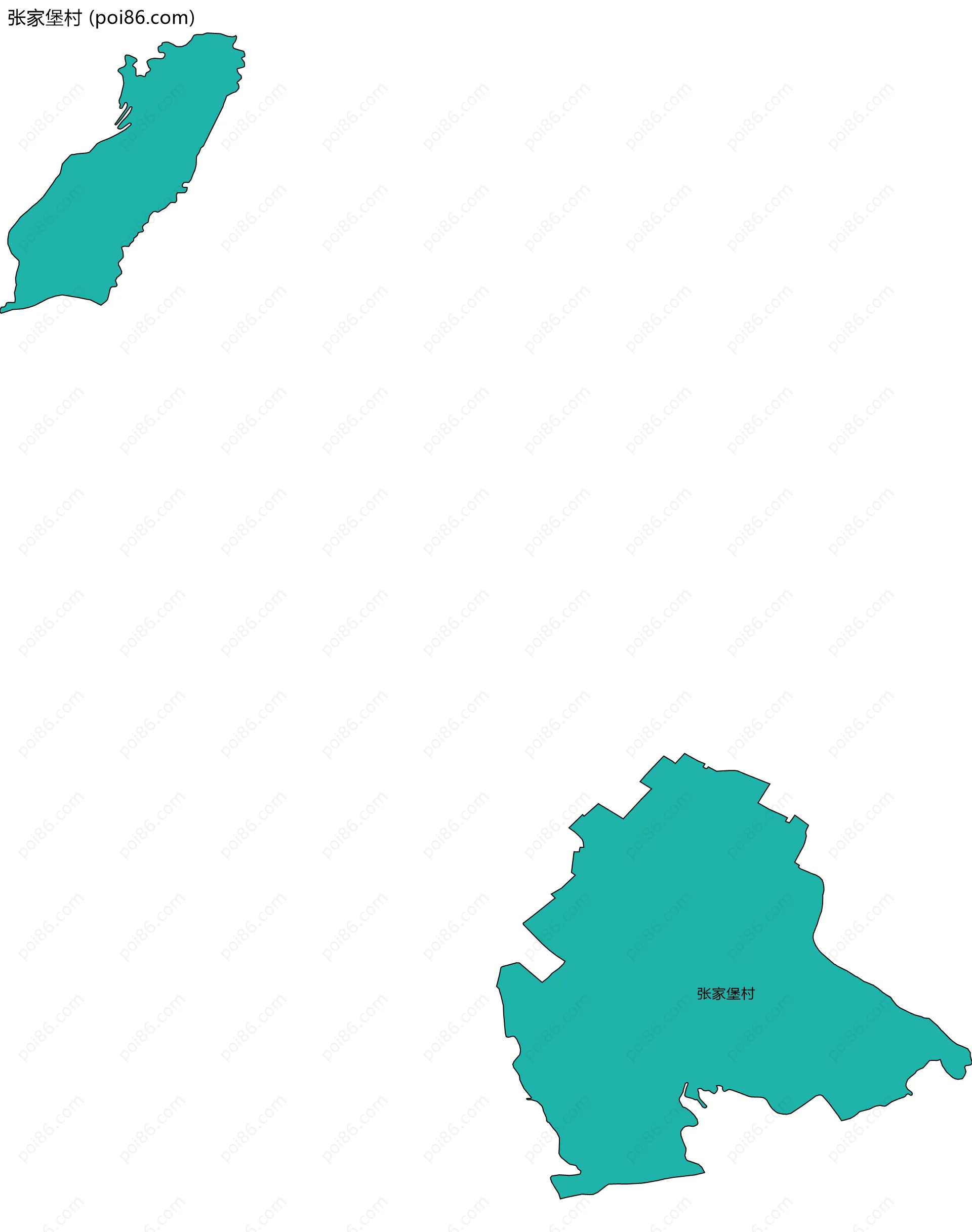 张家堡村边界地图
