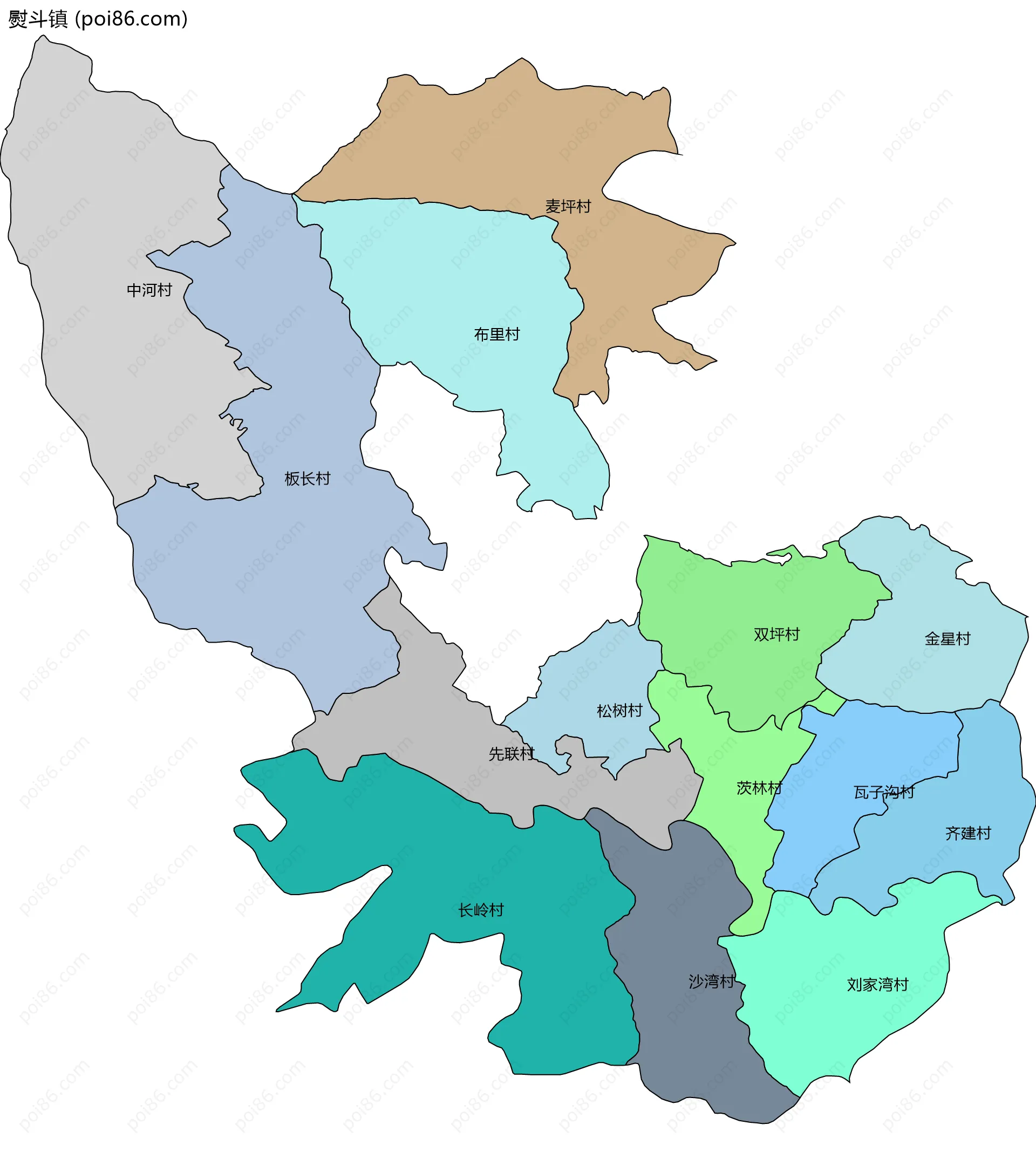 熨斗镇边界地图(五级行政区划)
