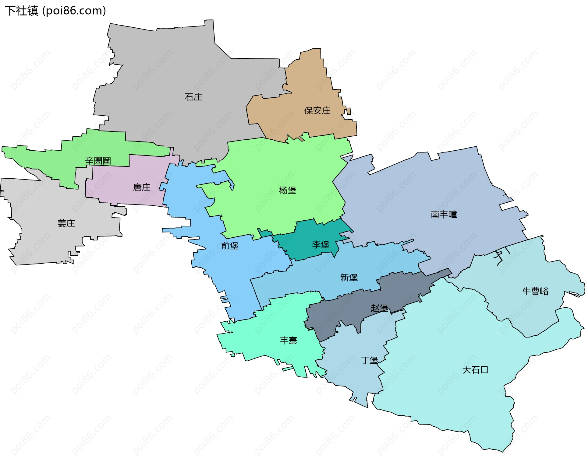 下社镇边界地图(五级行政区划)