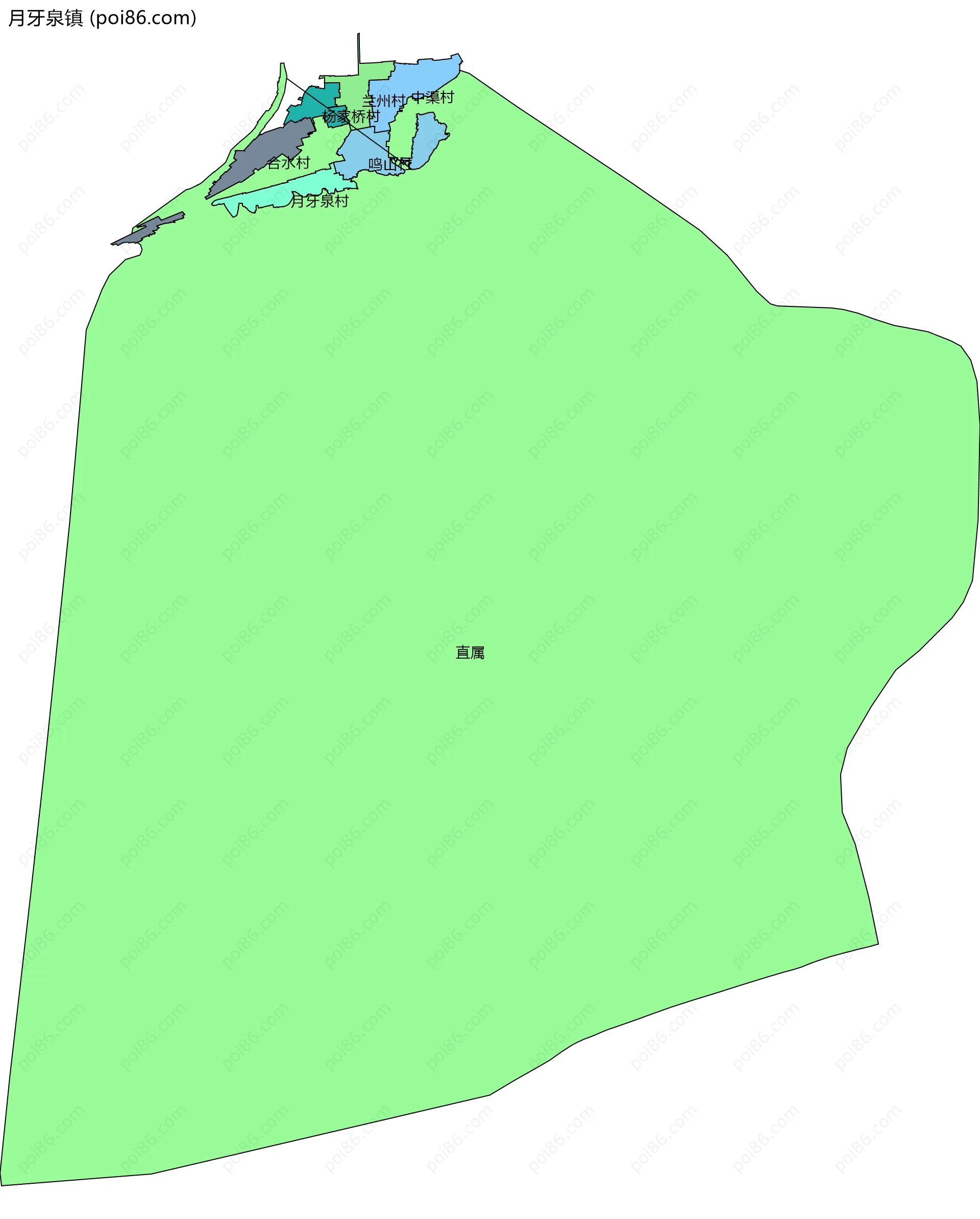 月牙泉镇边界地图(五级行政区划)