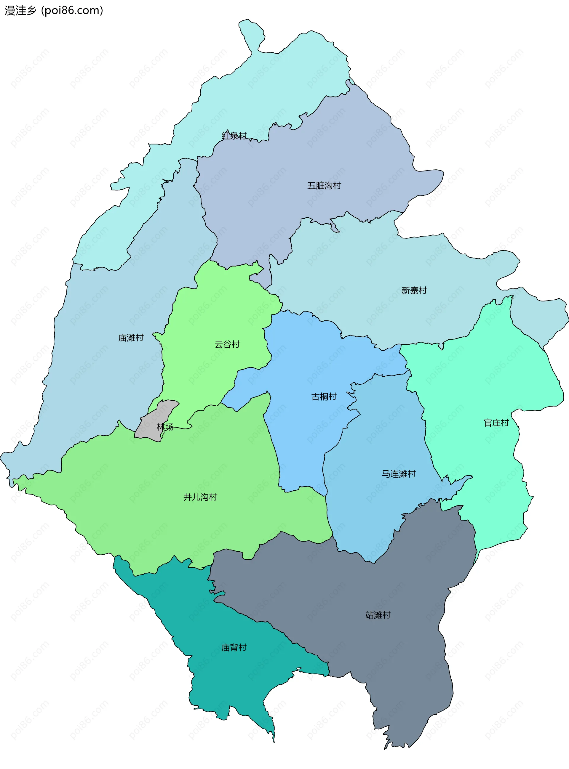 漫洼乡边界地图(五级行政区划)