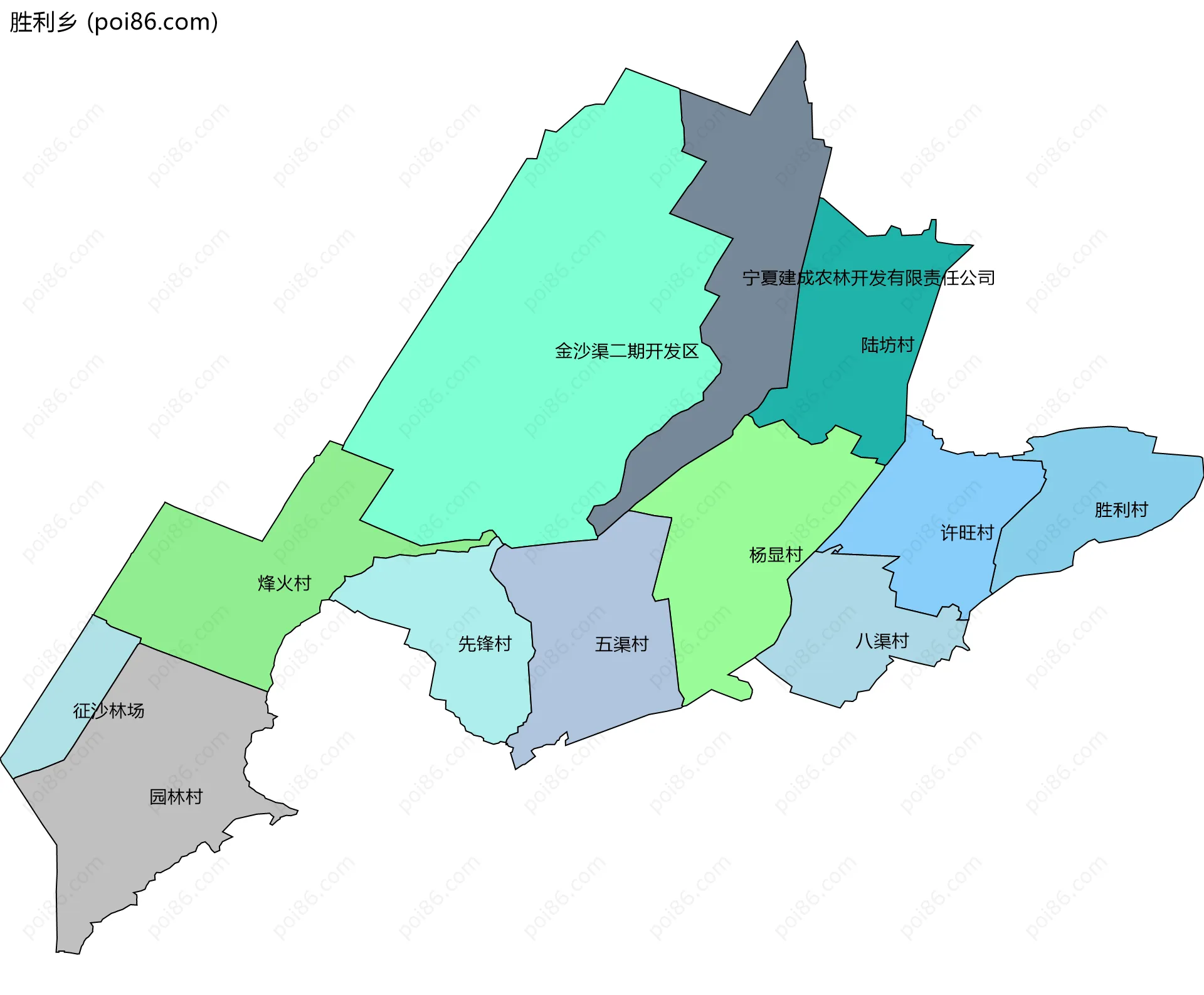 胜利乡边界地图(五级行政区划)