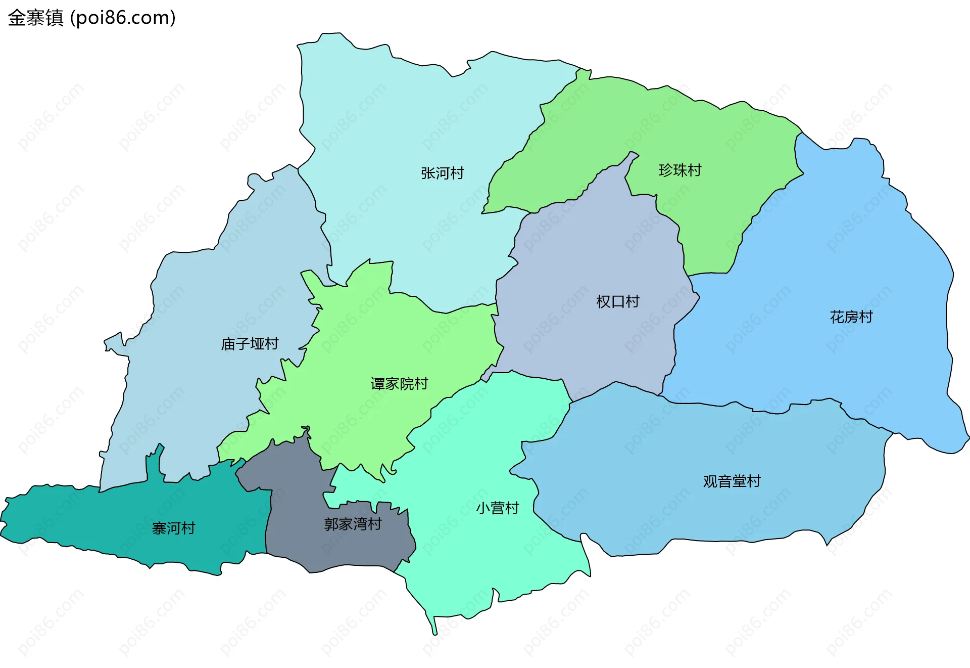 金寨镇边界地图(五级行政区划)