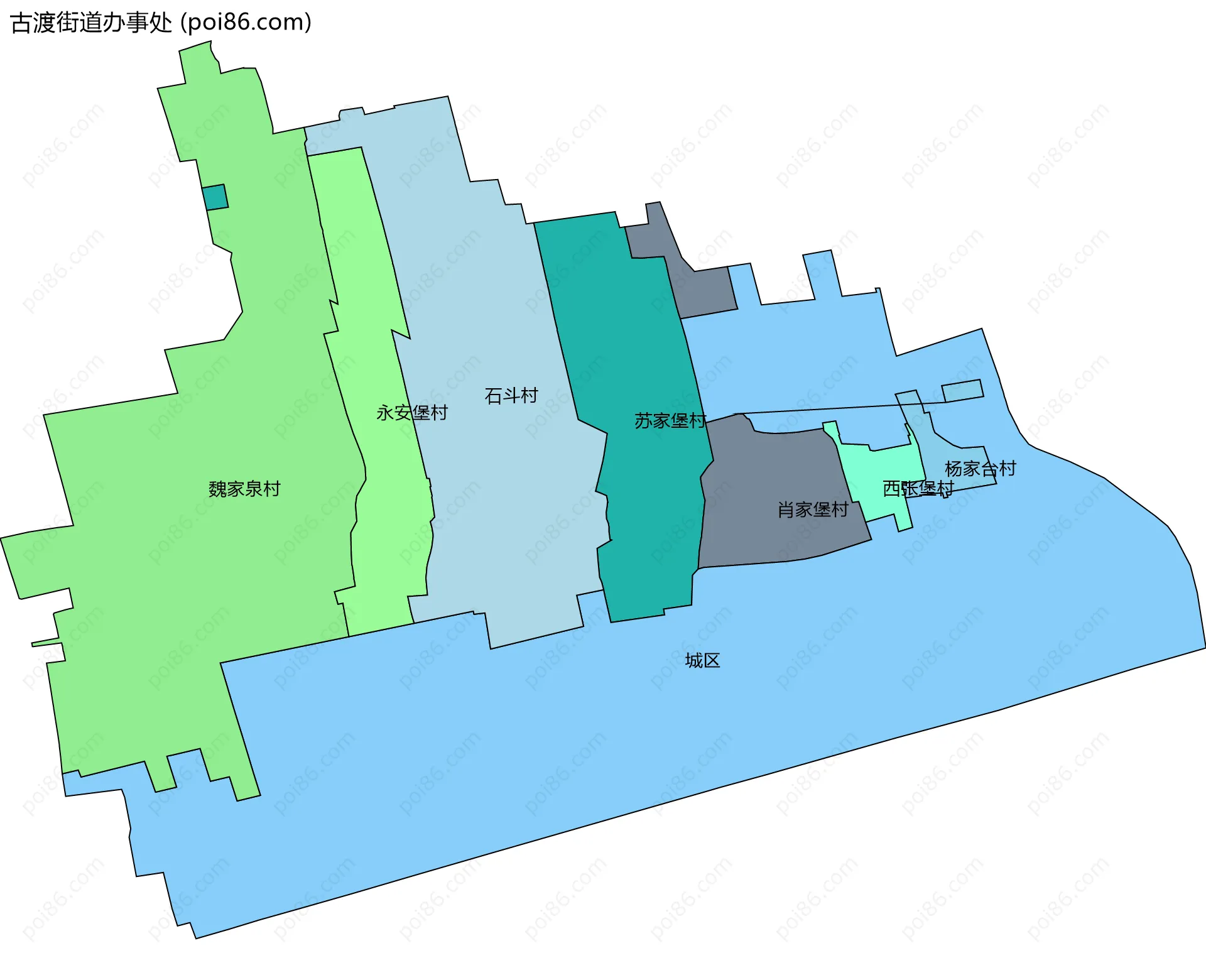 古渡街道办事处边界地图(五级行政区划)