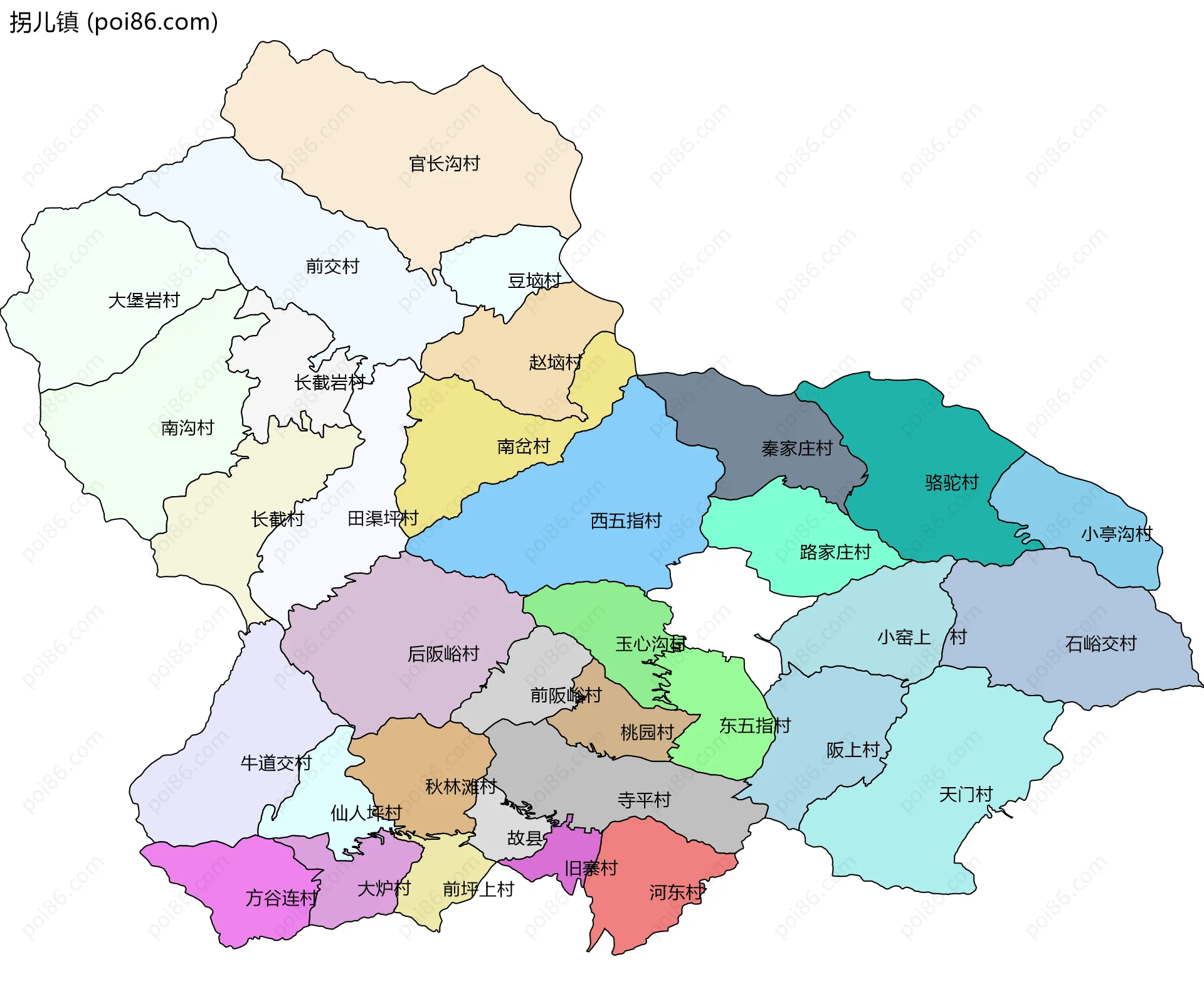 拐儿镇边界地图(五级行政区划)