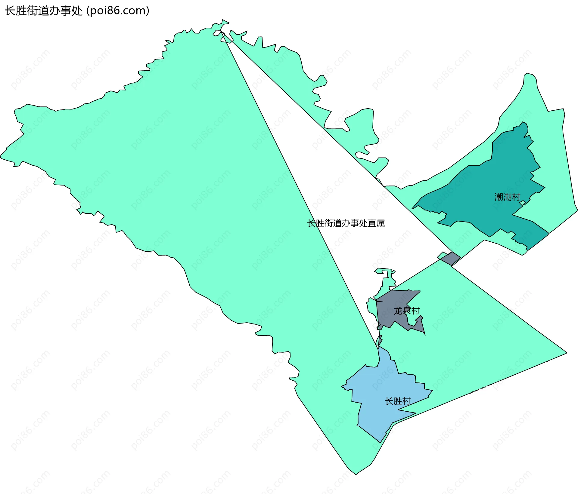 长胜街道办事处边界地图(五级行政区划)