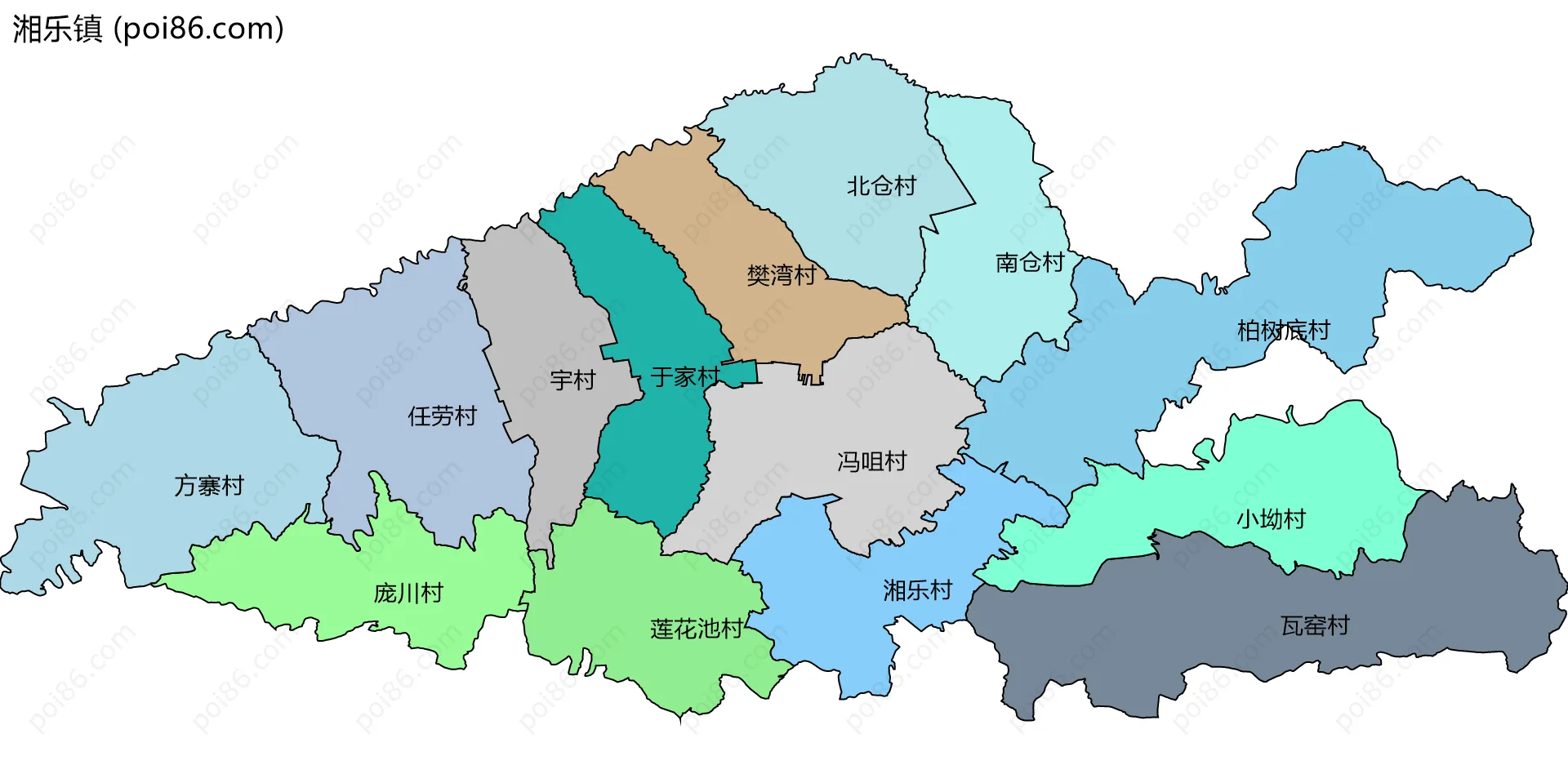 湘乐镇边界地图(五级行政区划)