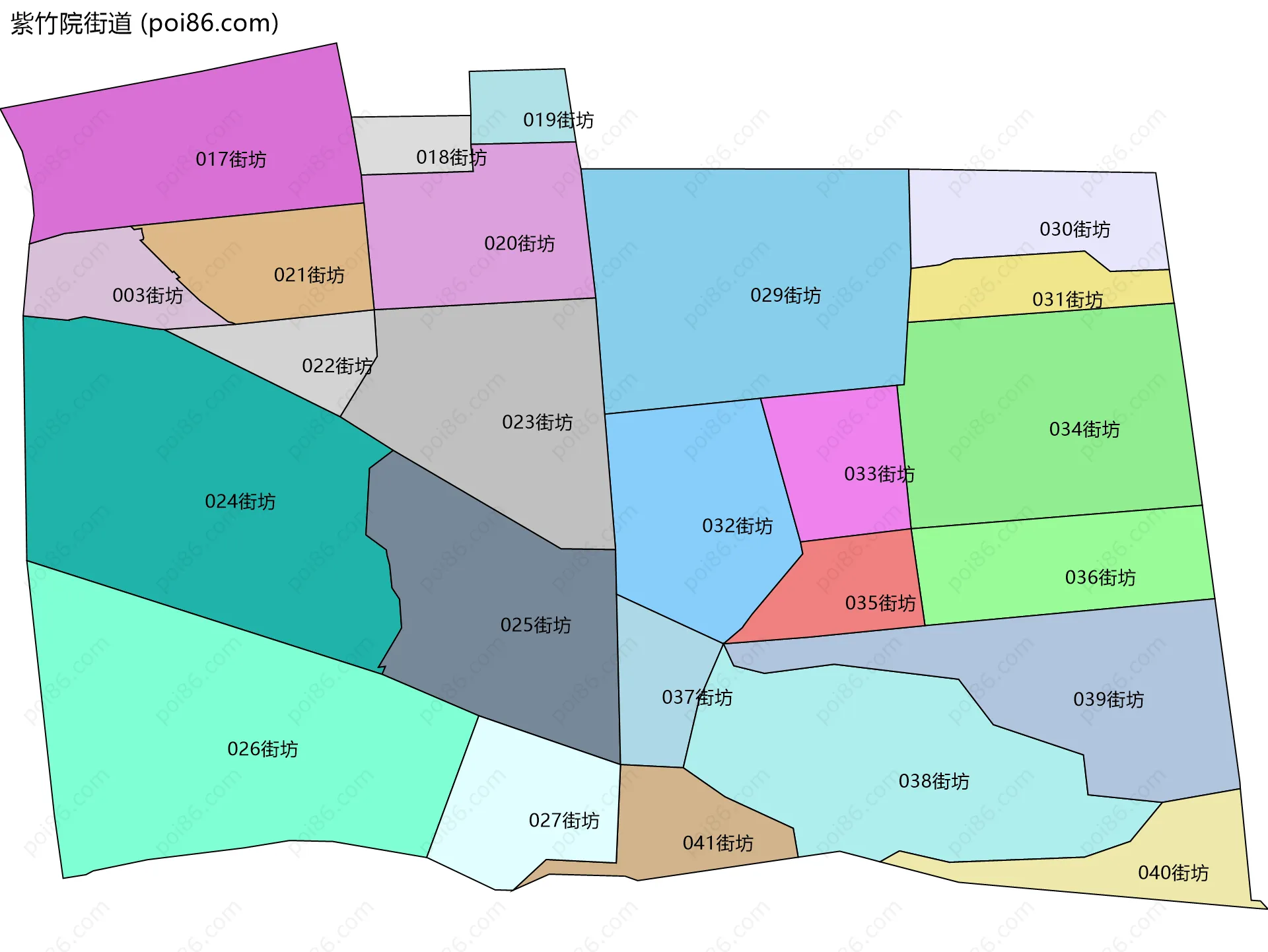 紫竹院街道边界地图(五级行政区划)