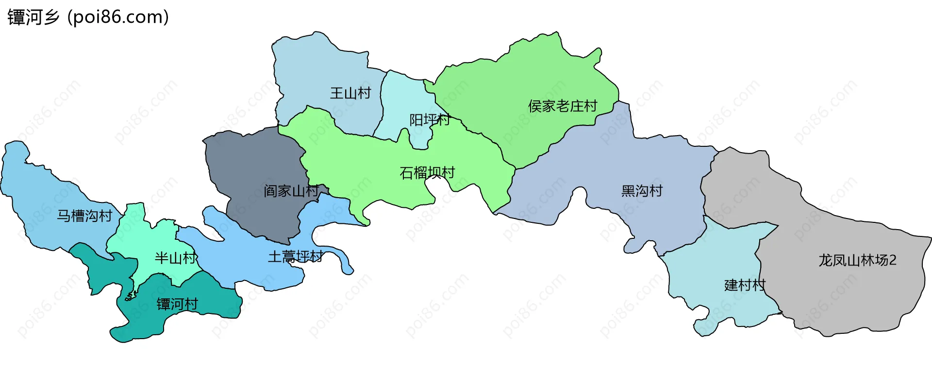 镡河乡边界地图(五级行政区划)