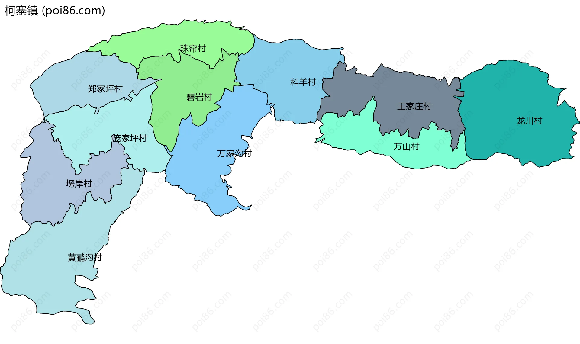 柯寨镇边界地图(五级行政区划)