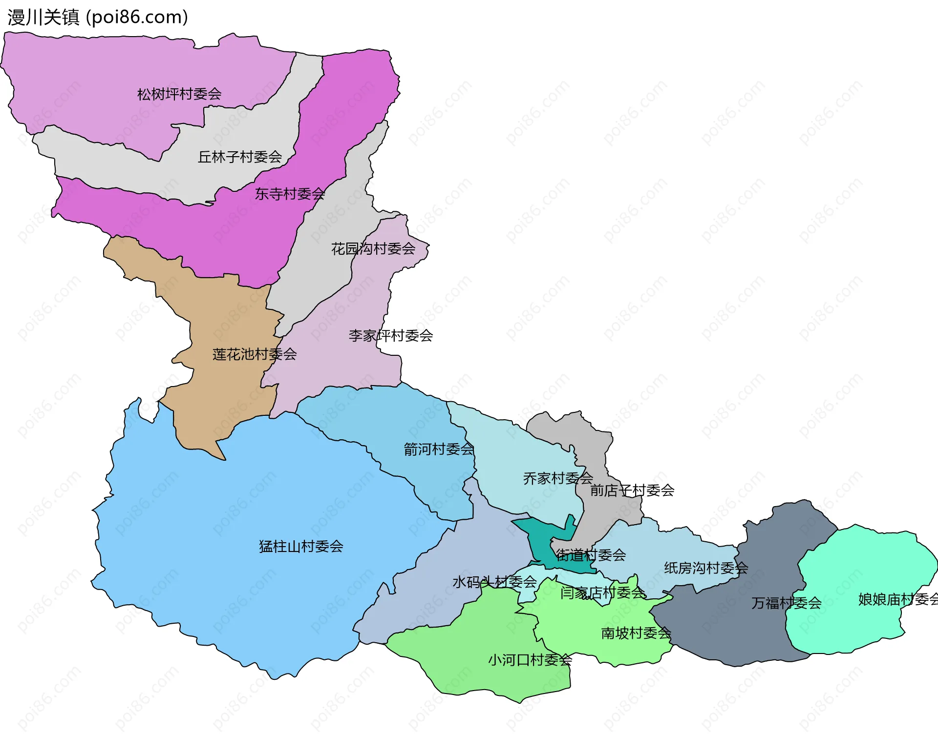 漫川关镇边界地图(五级行政区划)