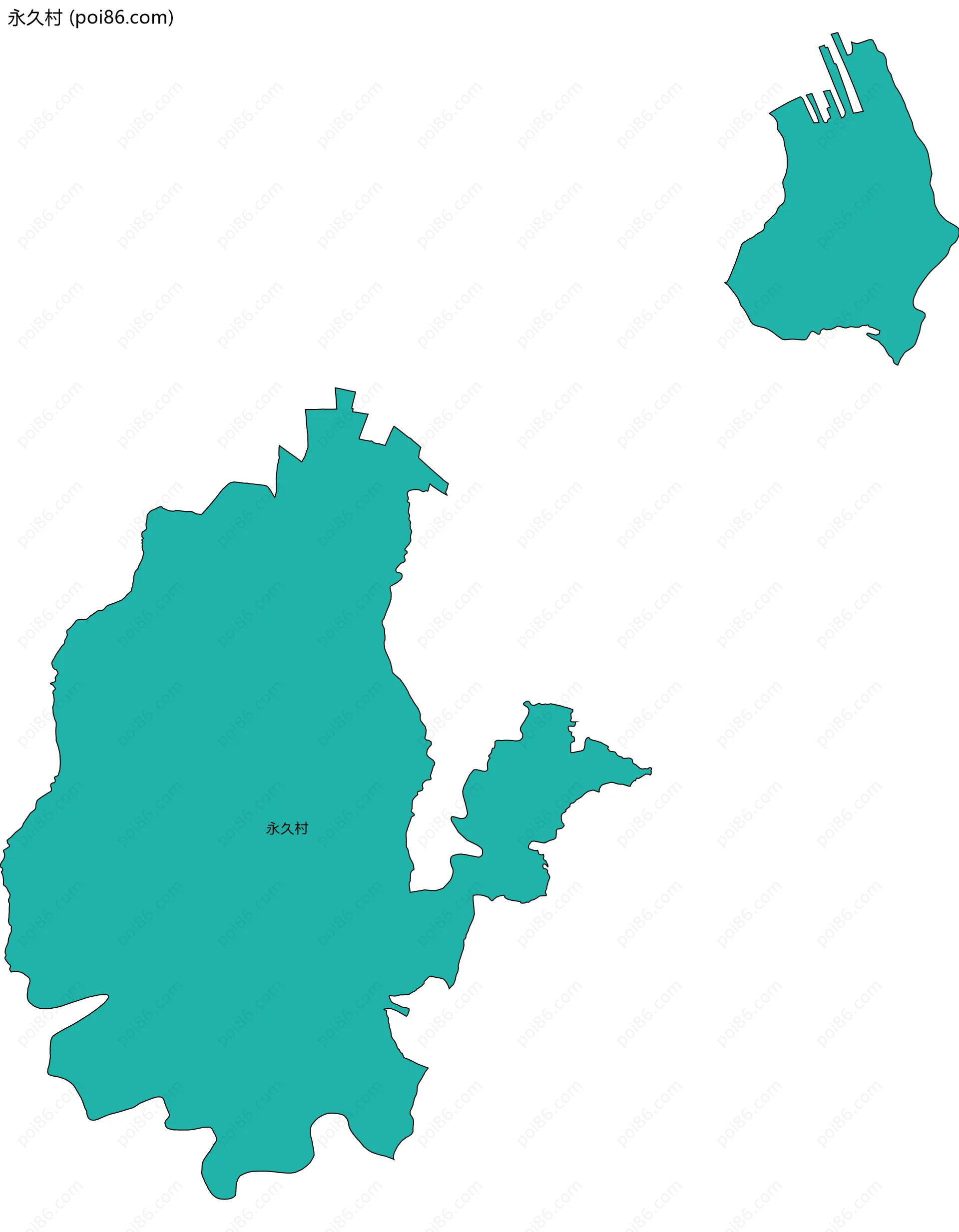 永久村边界地图