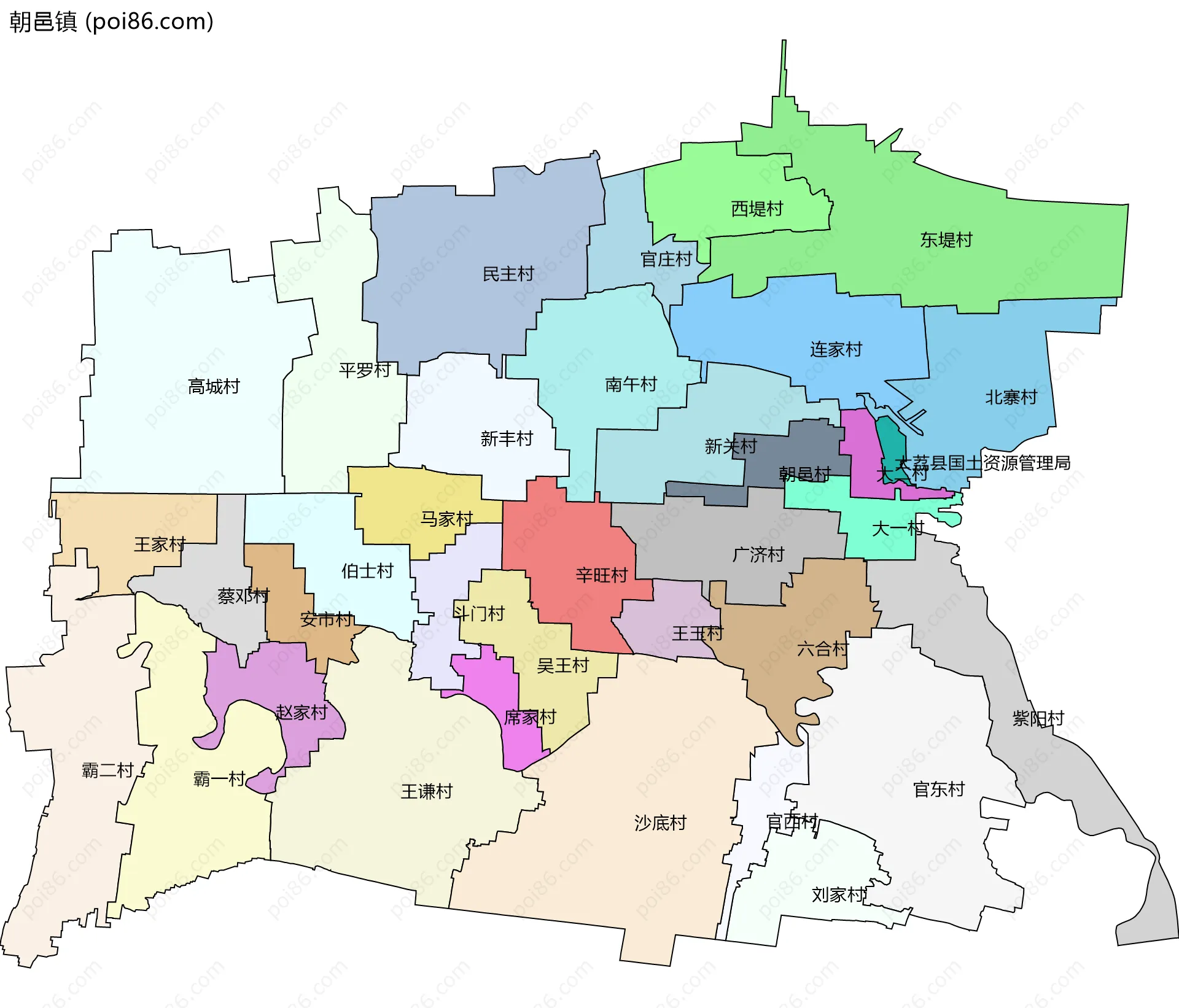 朝邑镇边界地图(五级行政区划)