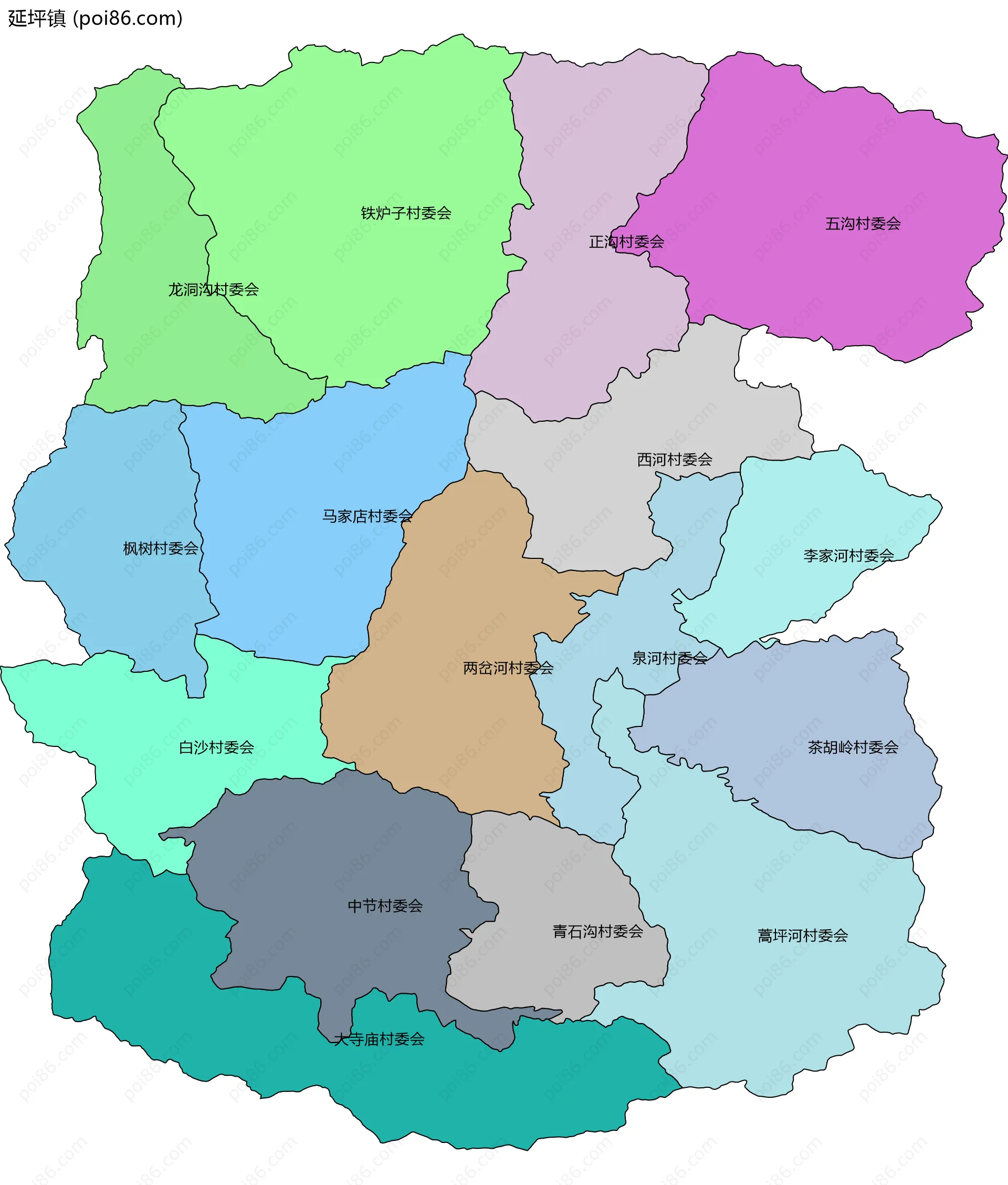 延坪镇边界地图(五级行政区划)