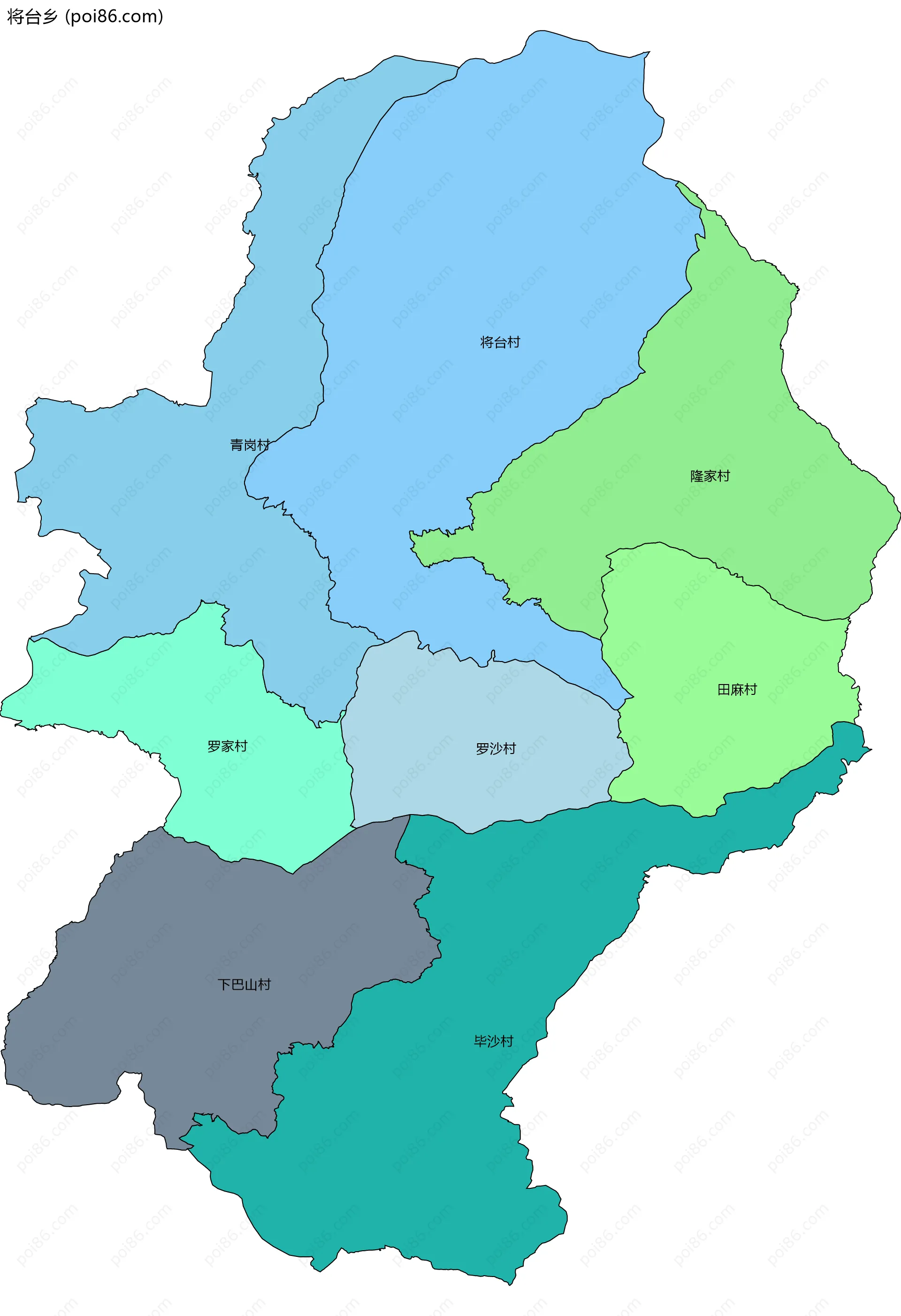 将台乡边界地图(五级行政区划)