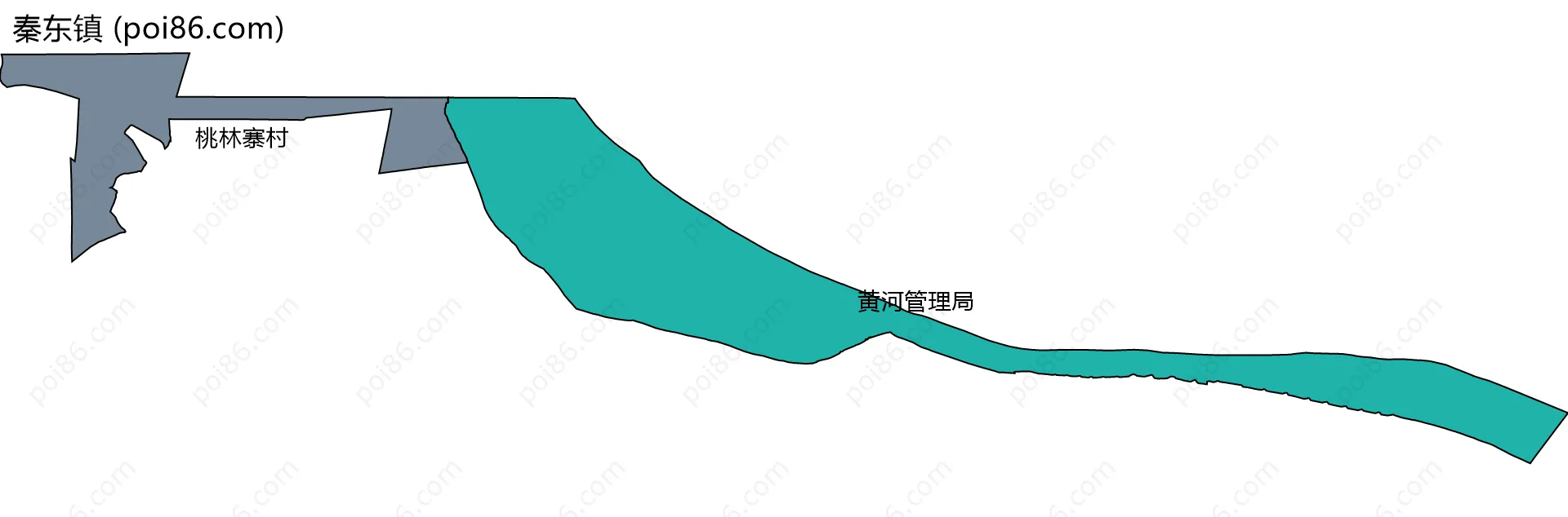 秦东镇边界地图(五级行政区划)