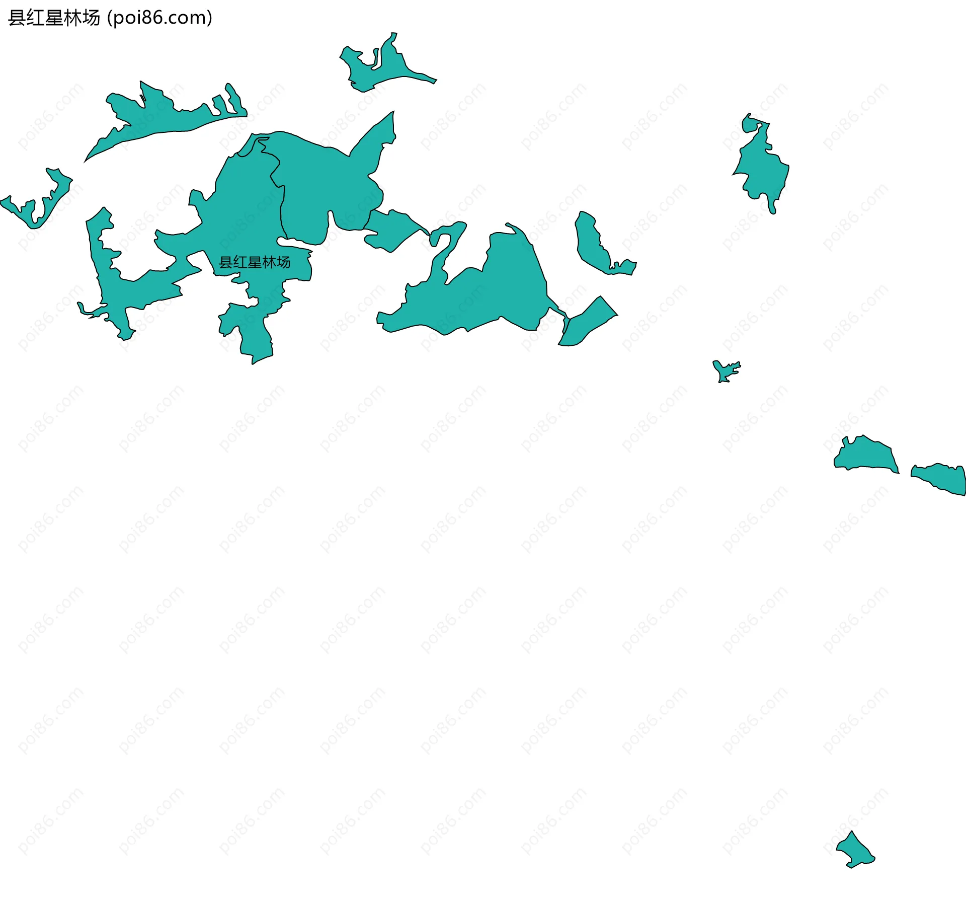县红星林场边界地图(五级行政区划)