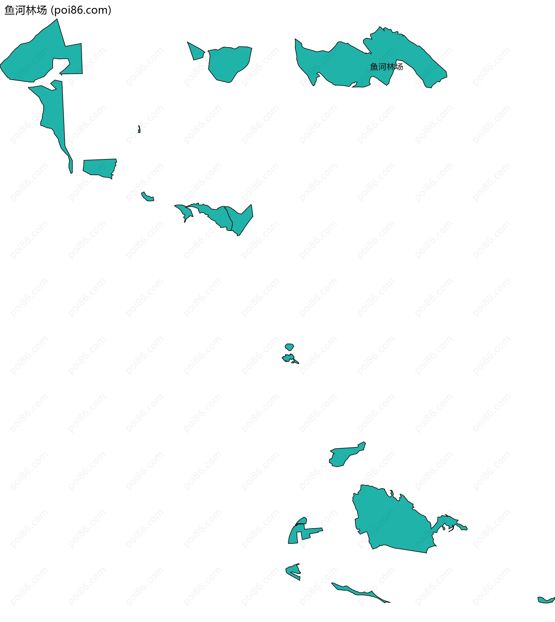 鱼河林场边界地图(五级行政区划)