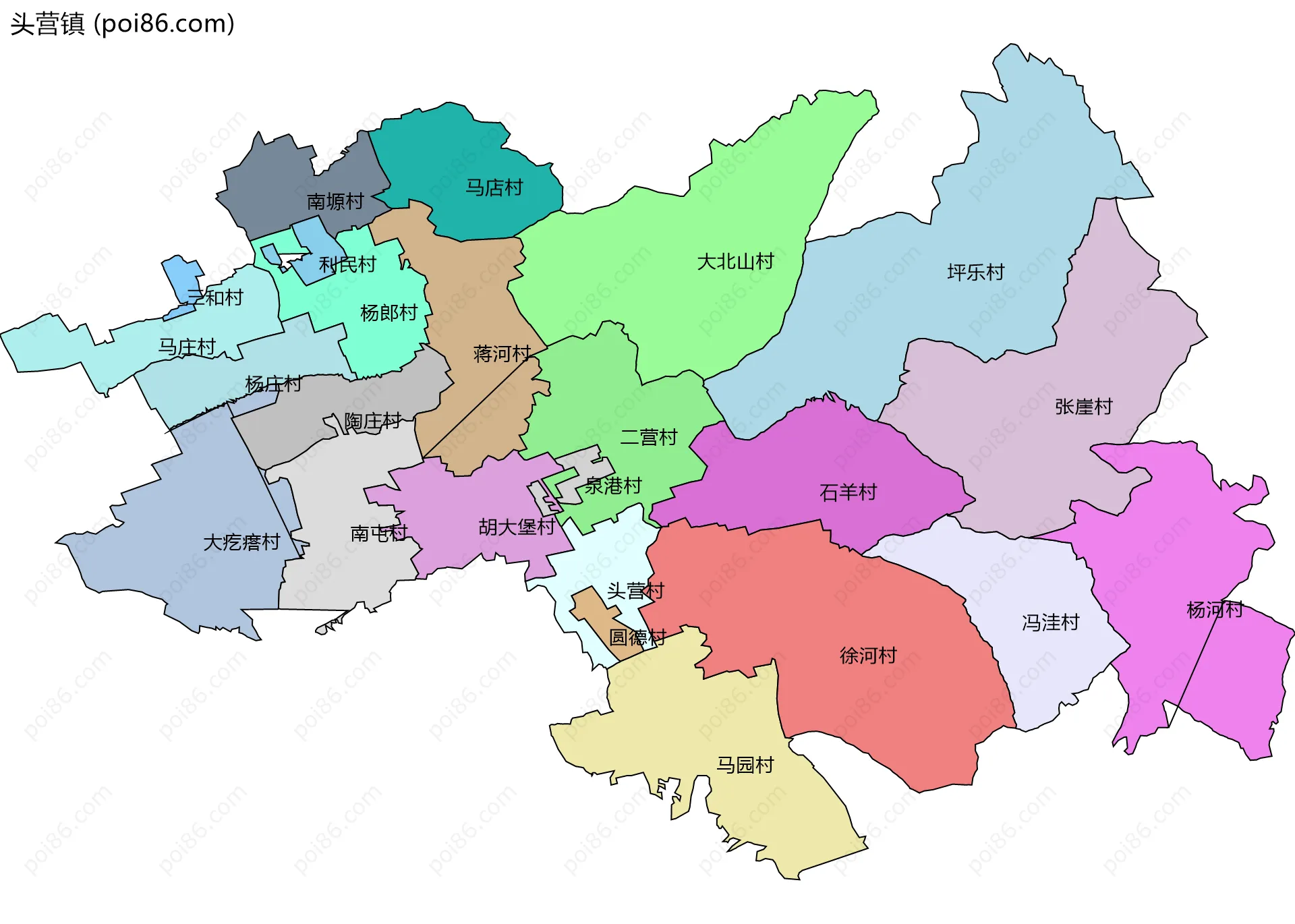 头营镇边界地图(五级行政区划)