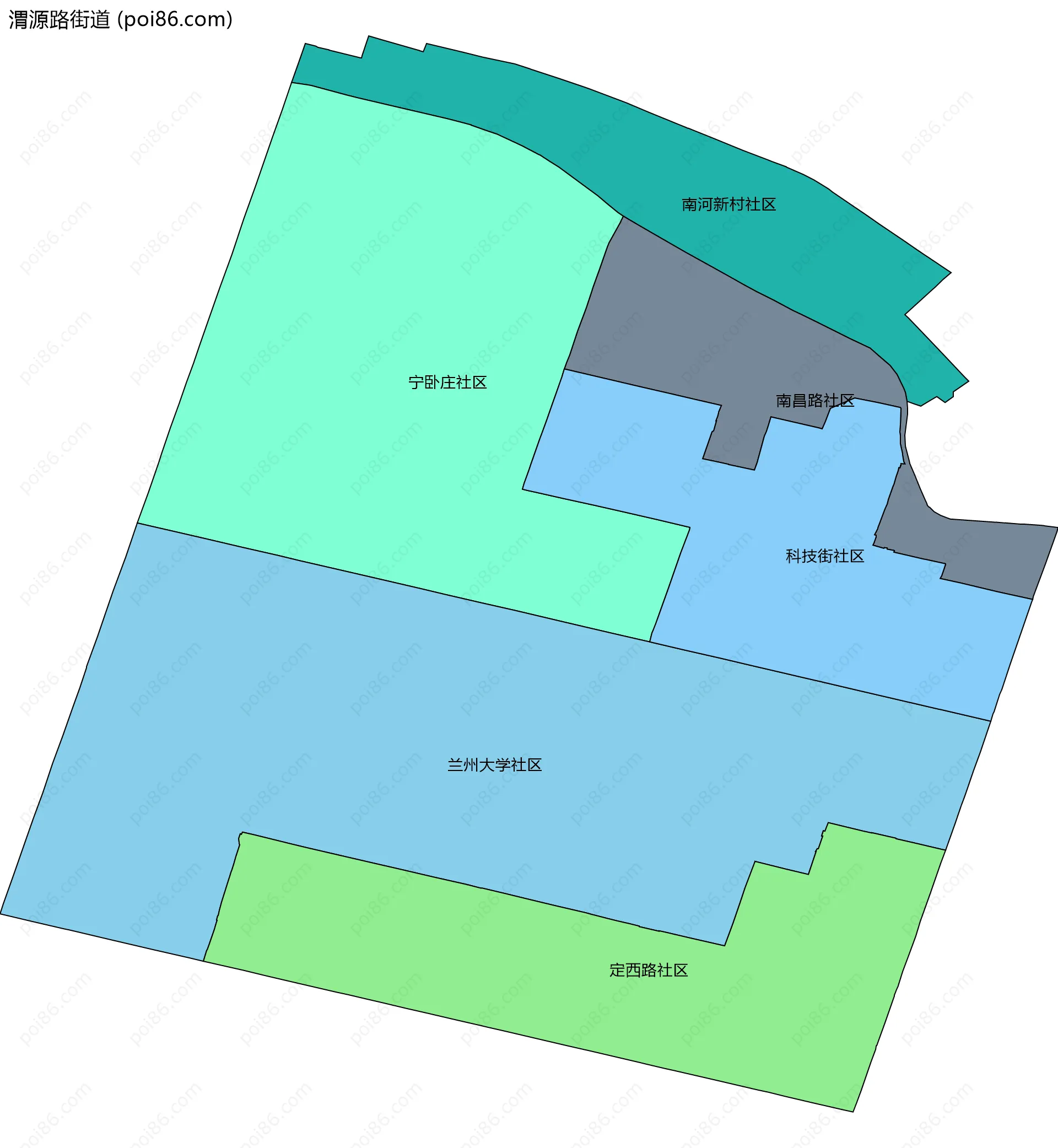 渭源路街道边界地图(五级行政区划)
