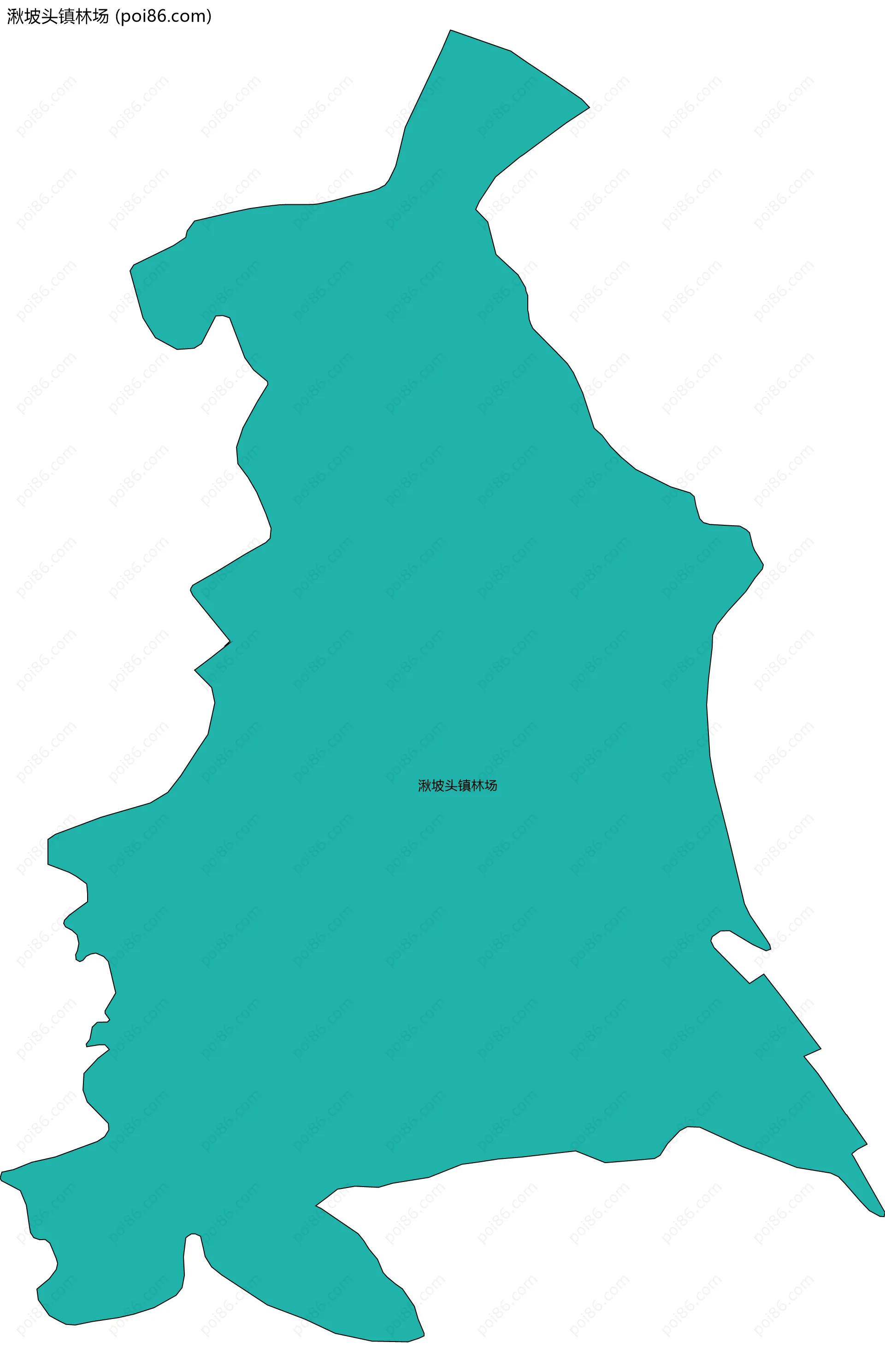 湫坡头镇林场边界地图(五级行政区划)