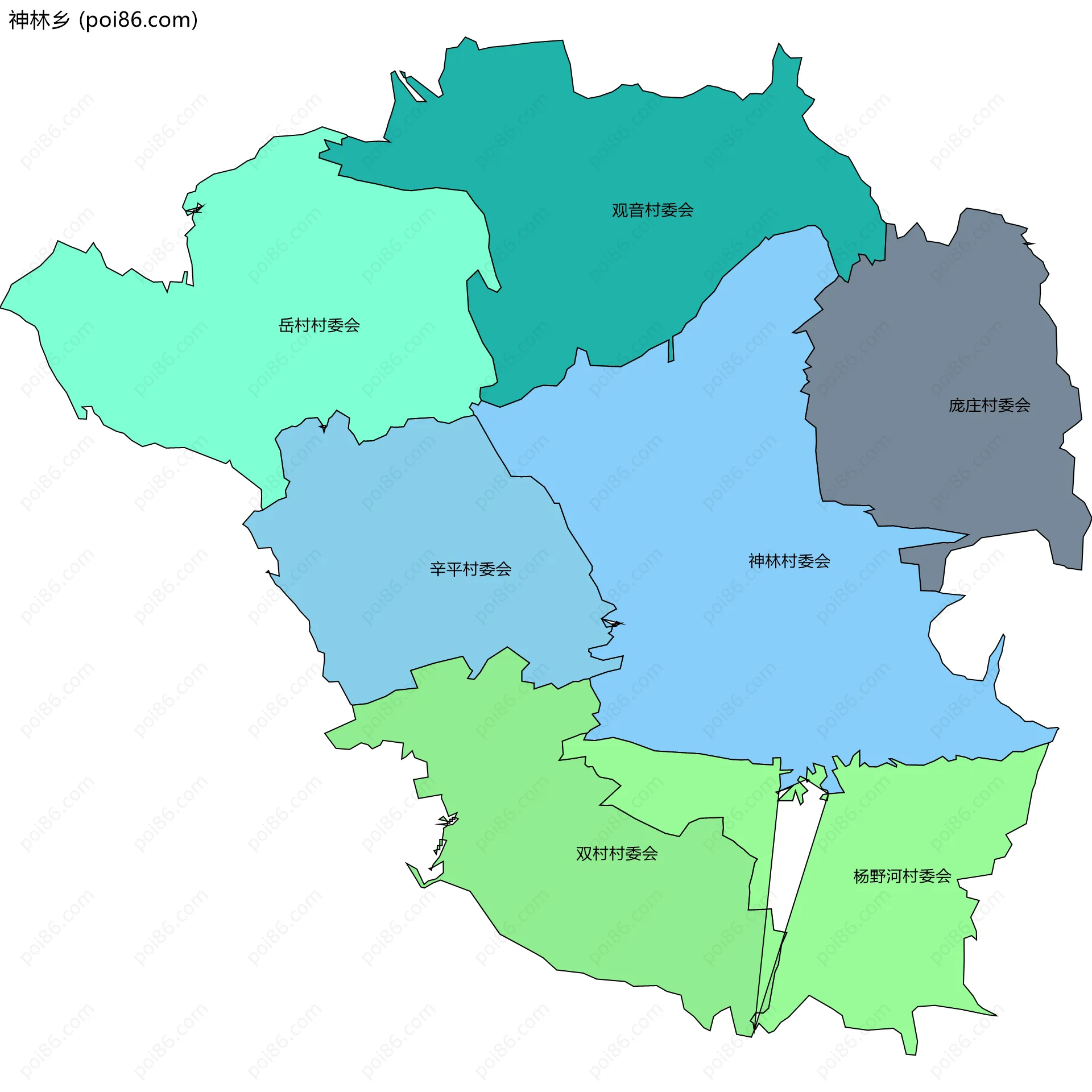 神林乡边界地图(五级行政区划)