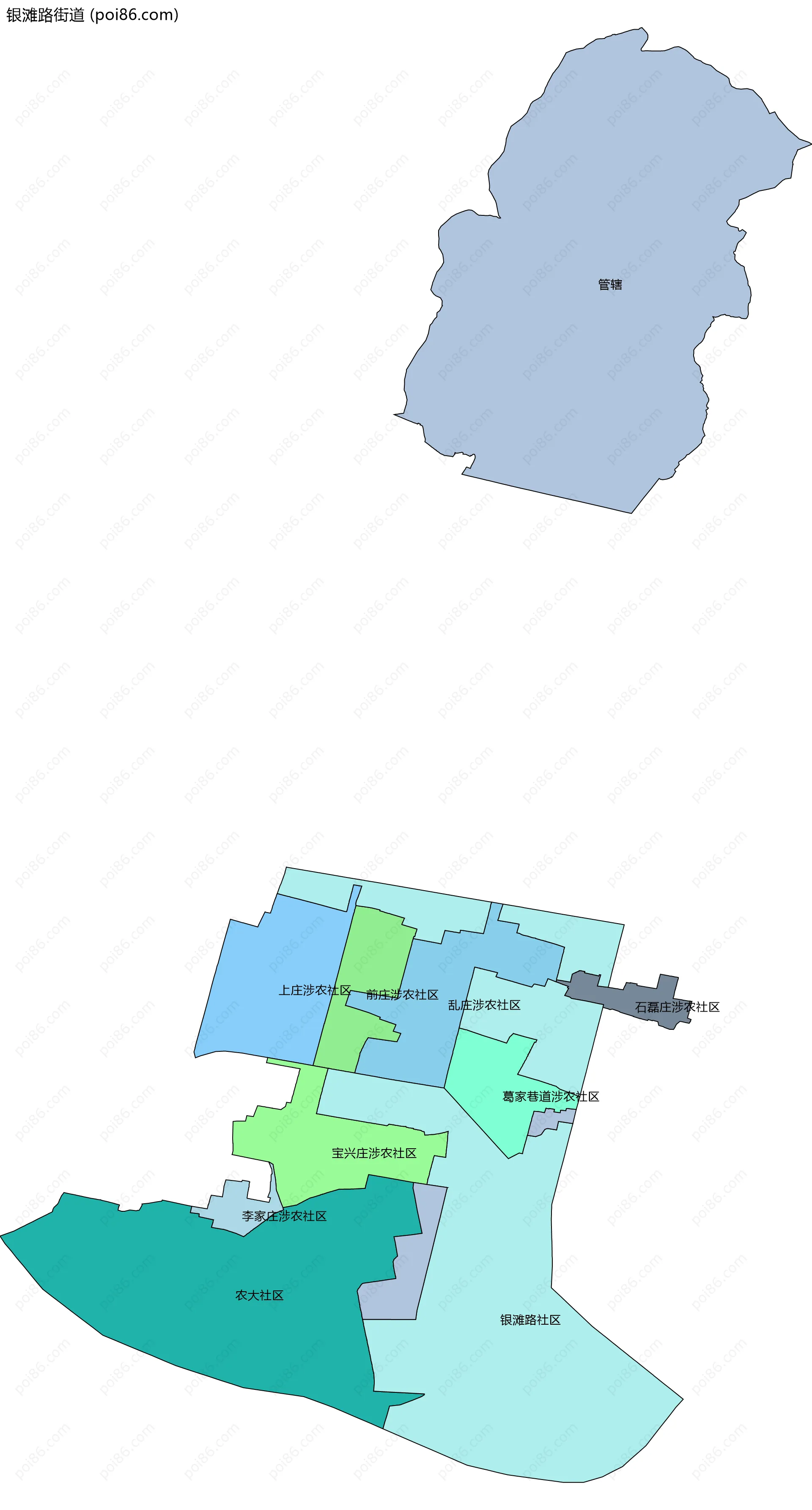 银滩路街道边界地图(五级行政区划)