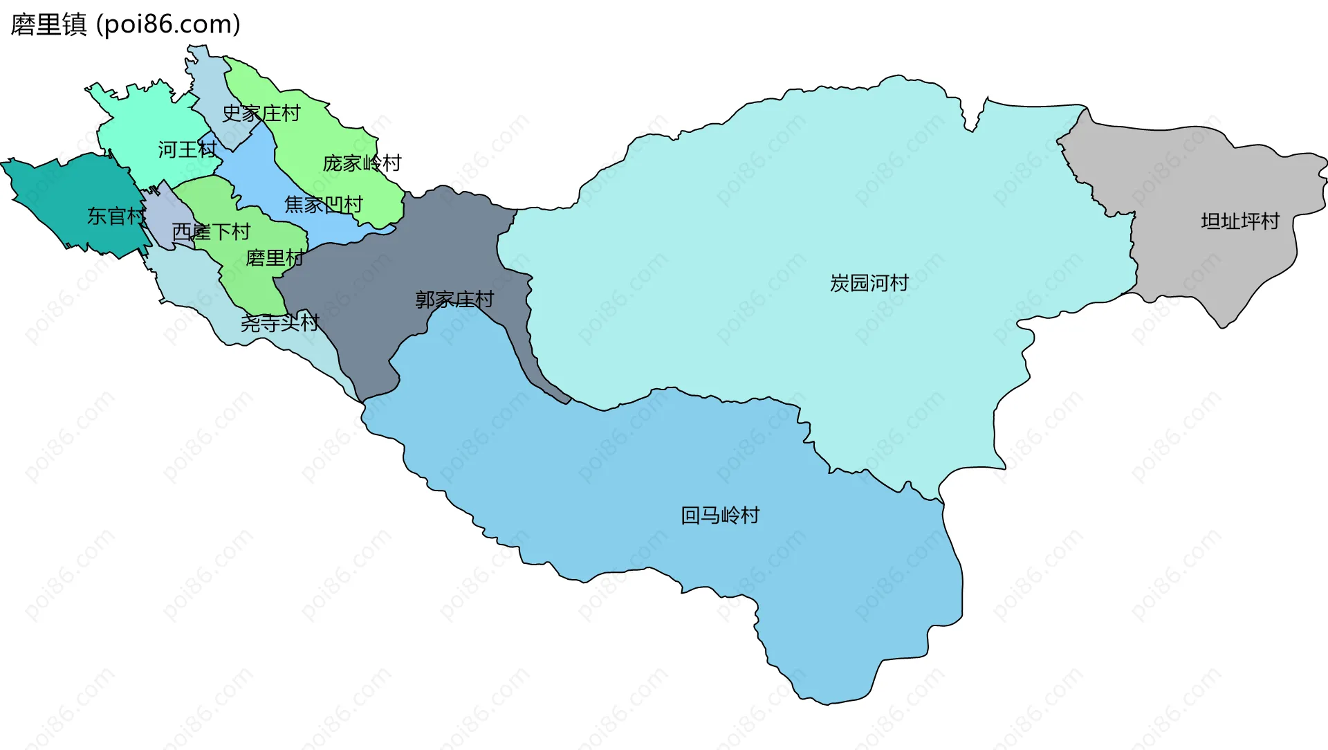 磨里镇边界地图(五级行政区划)
