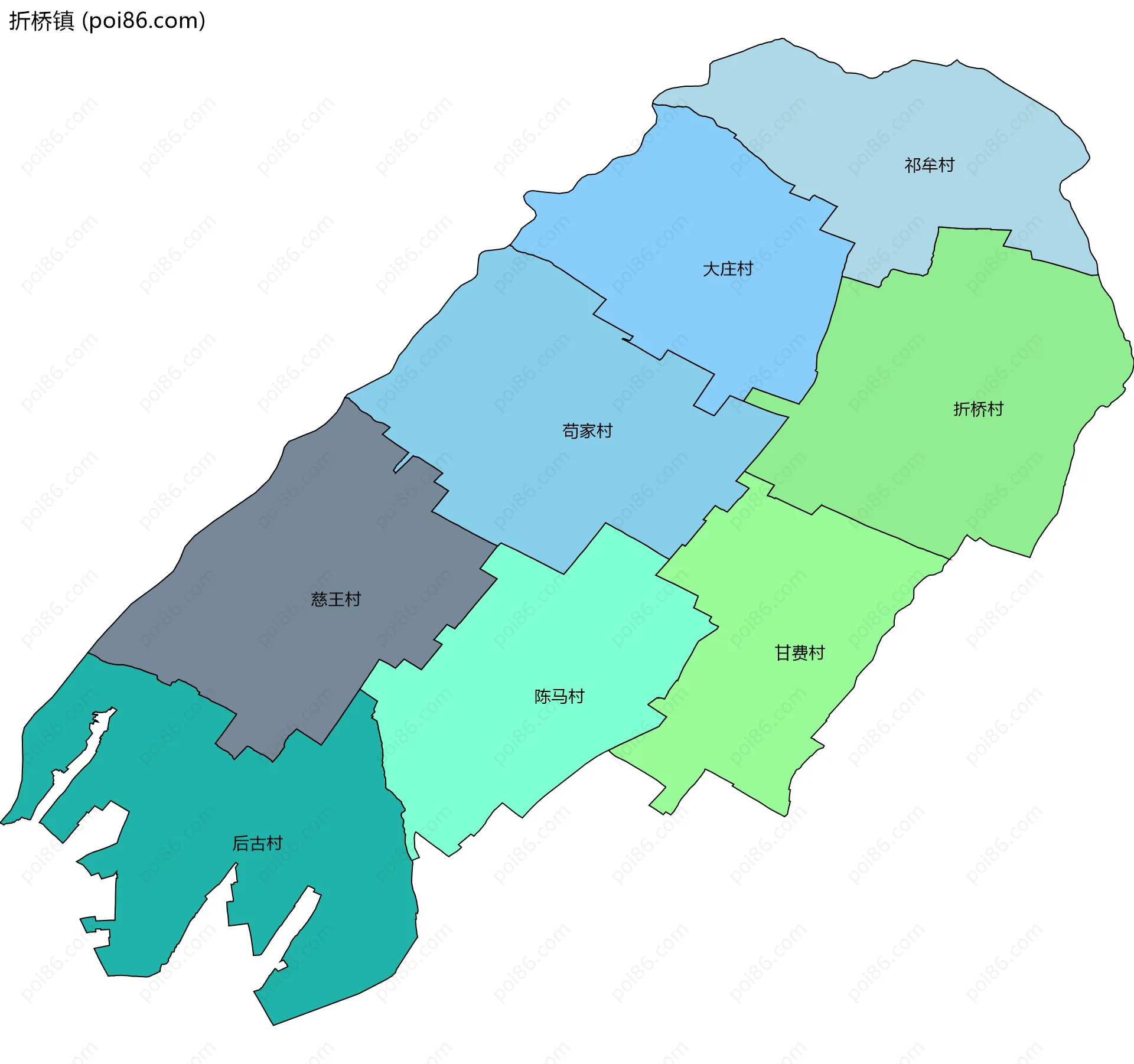 折桥镇边界地图(五级行政区划)