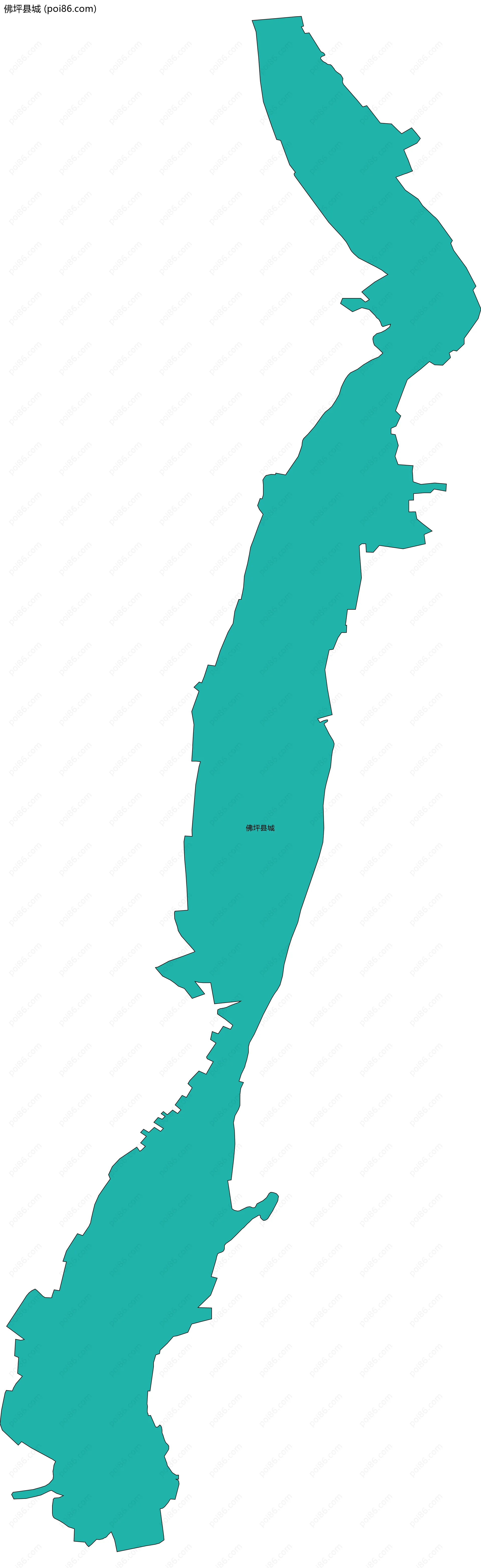 佛坪县城边界地图