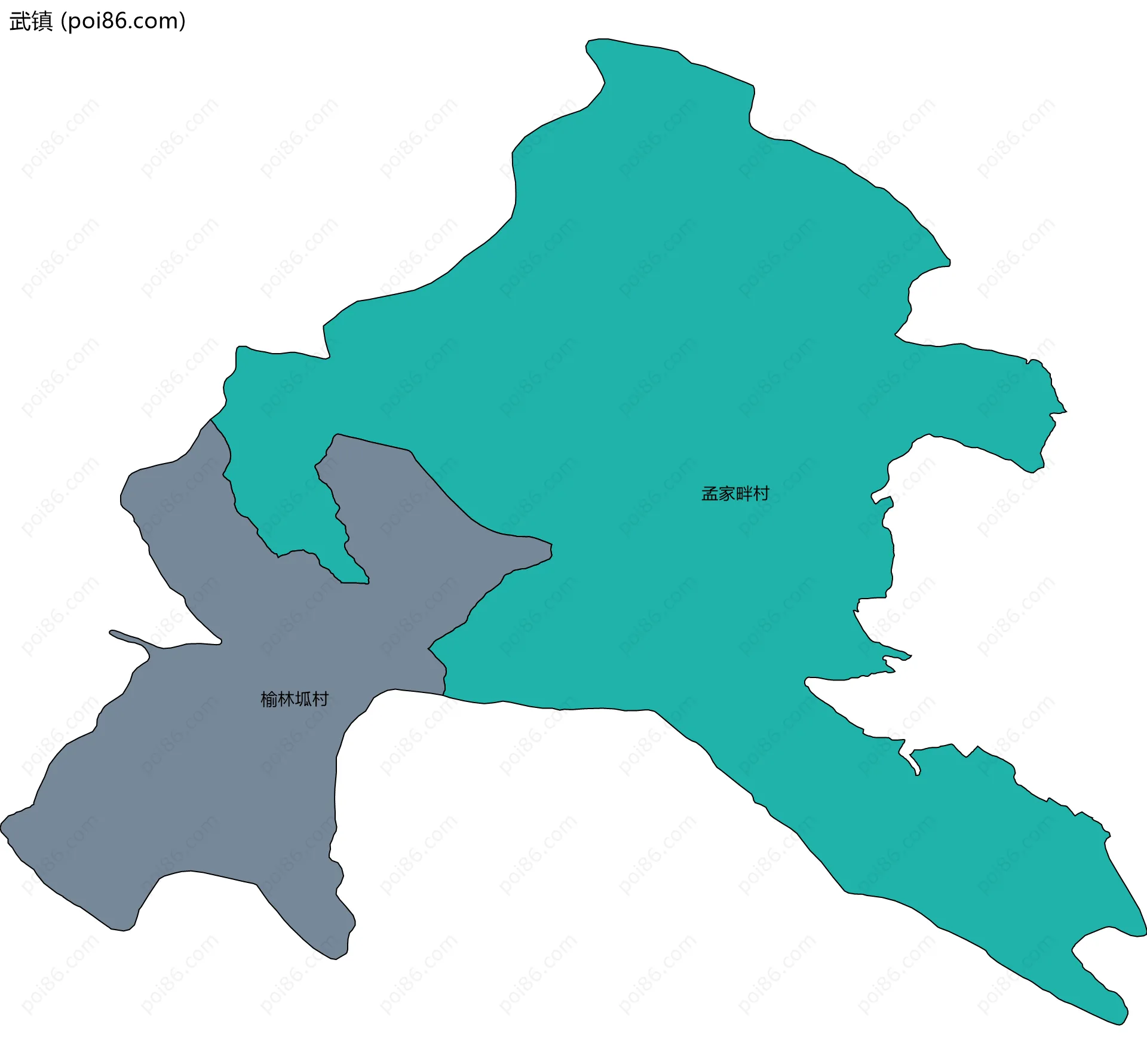 武镇边界地图(五级行政区划)